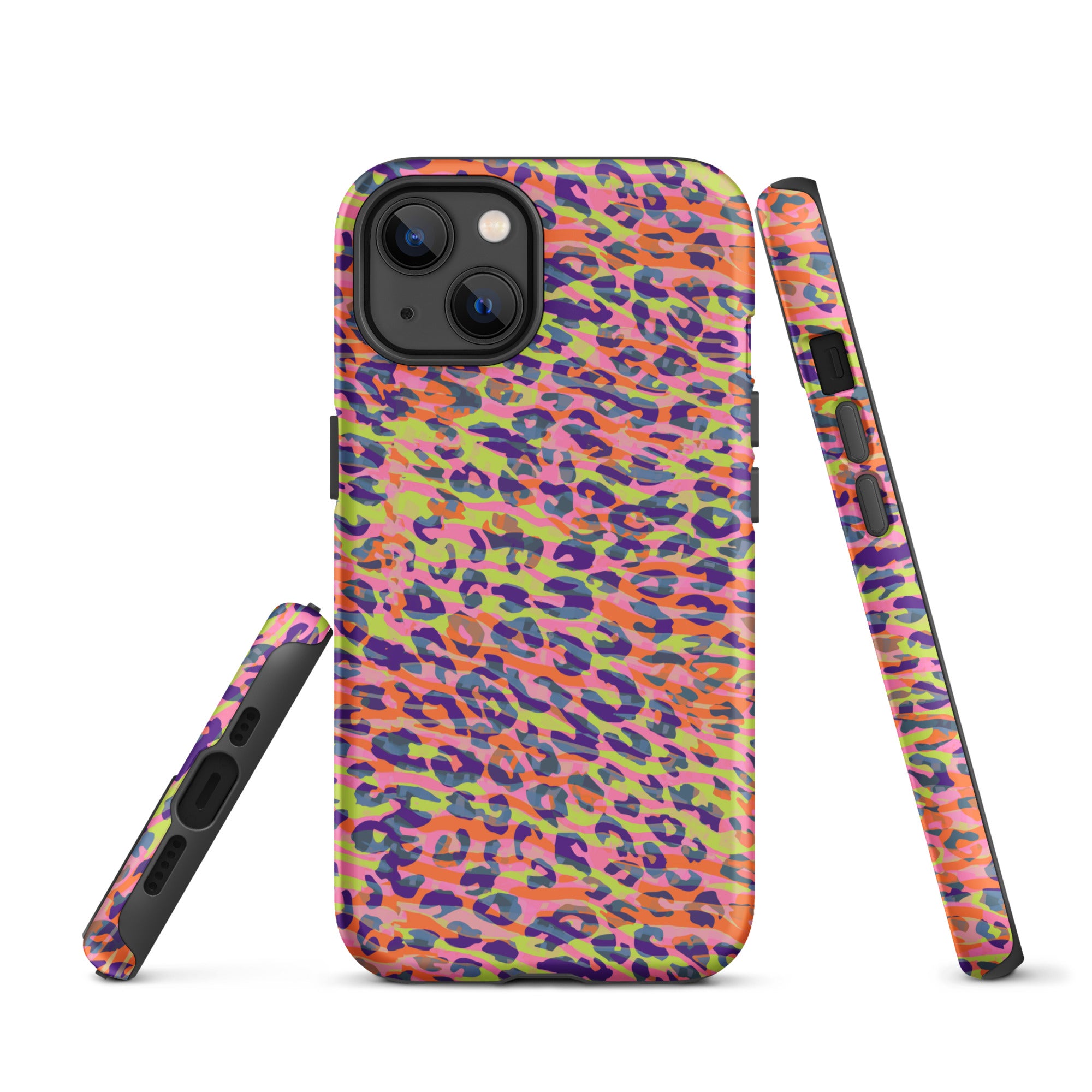 Tough Case for iPhone® Zebra and Leopard Print Orange with Yellow