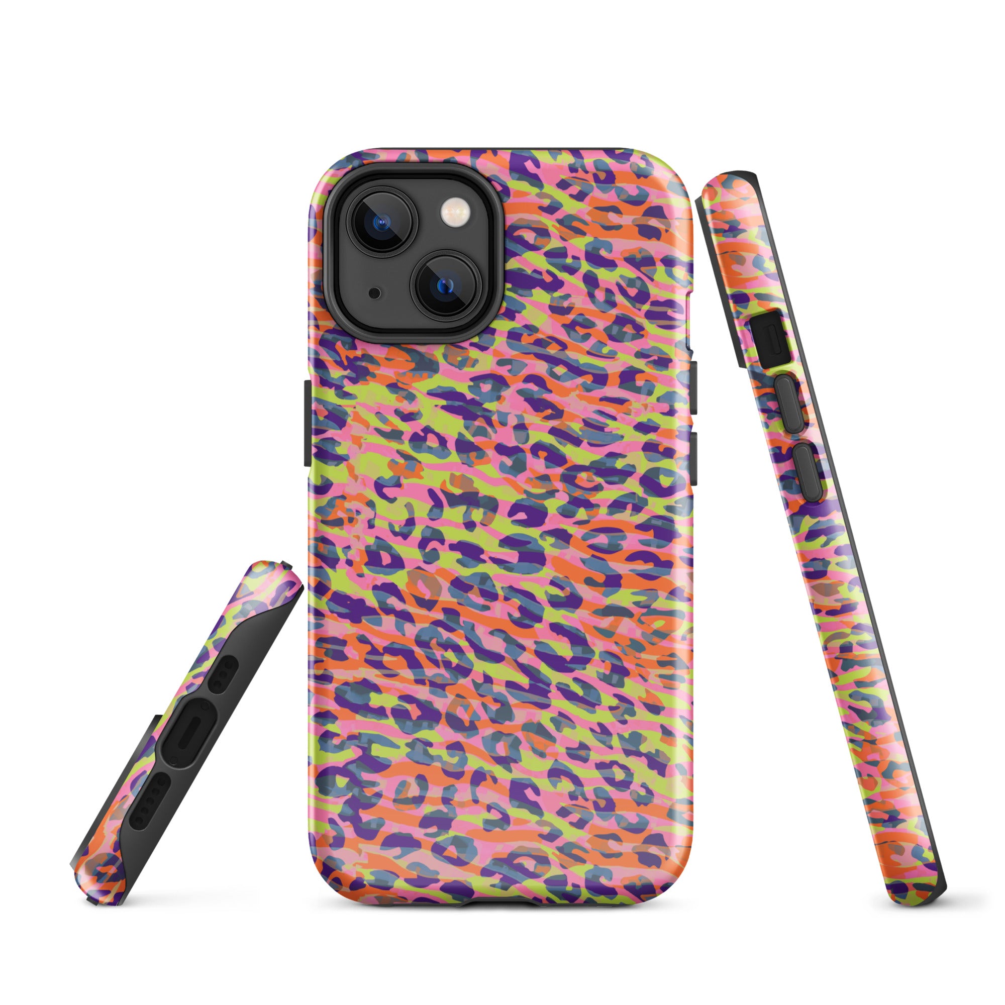 Tough Case for iPhone® Zebra and Leopard Print Orange with Yellow