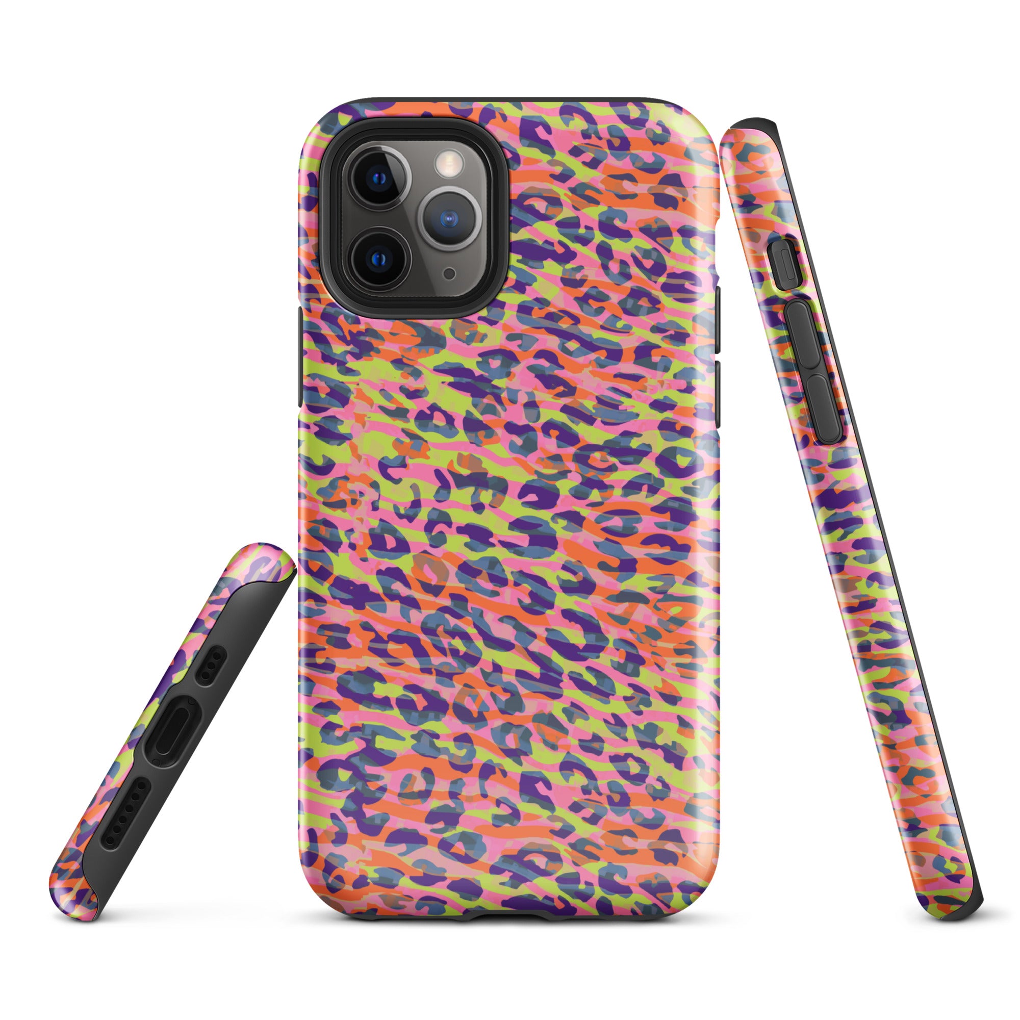 Tough Case for iPhone® Zebra and Leopard Print Orange with Yellow