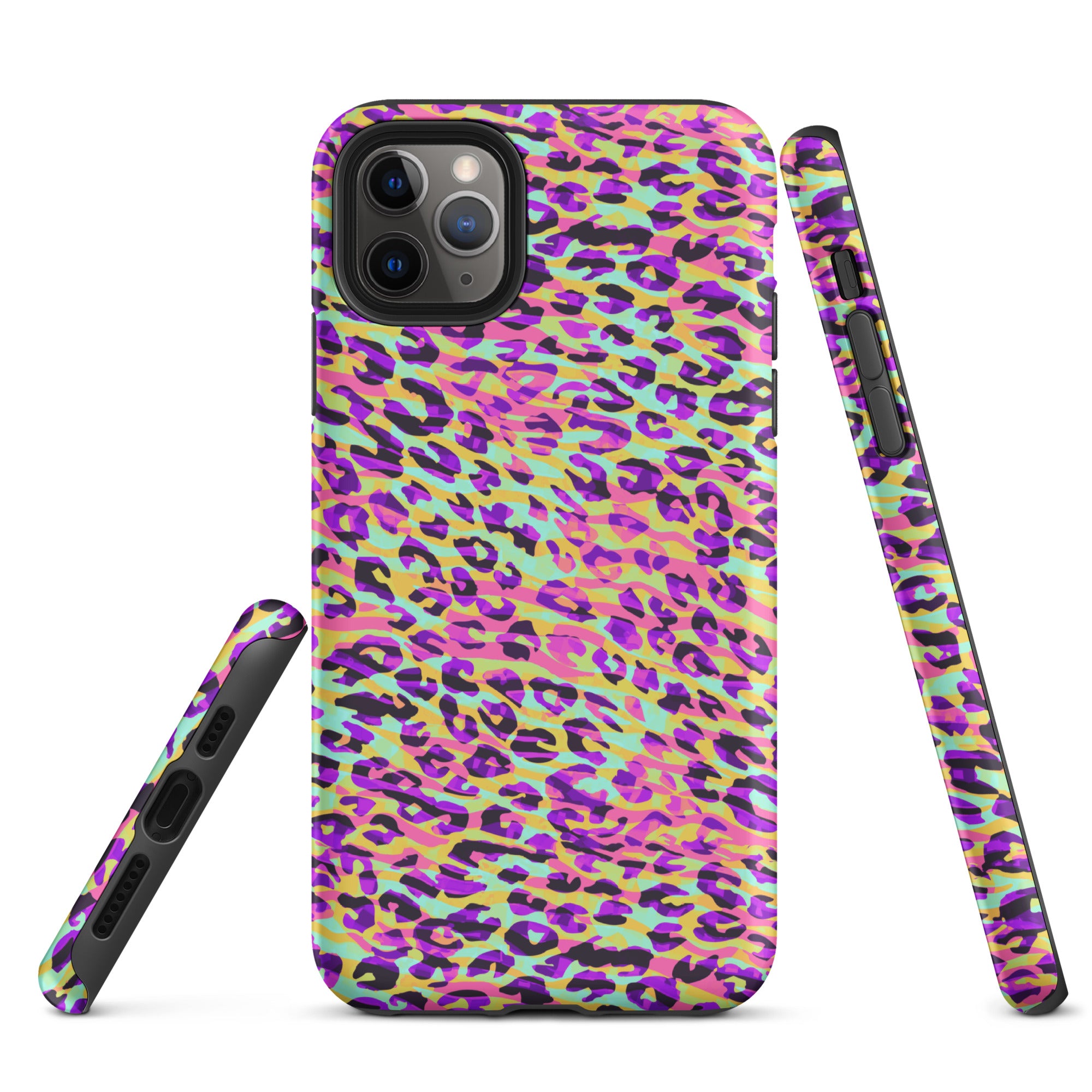 Tough Case for iPhone® Zebra and Leopard Print Pink with Yellow