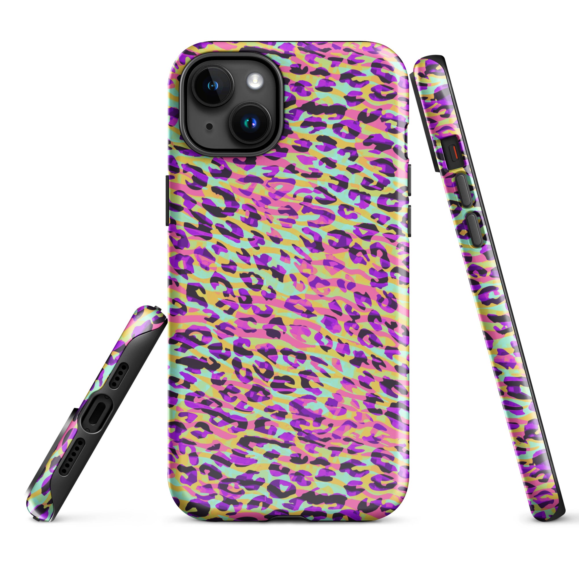 Tough Case for iPhone® Zebra and Leopard Print Pink with Yellow
