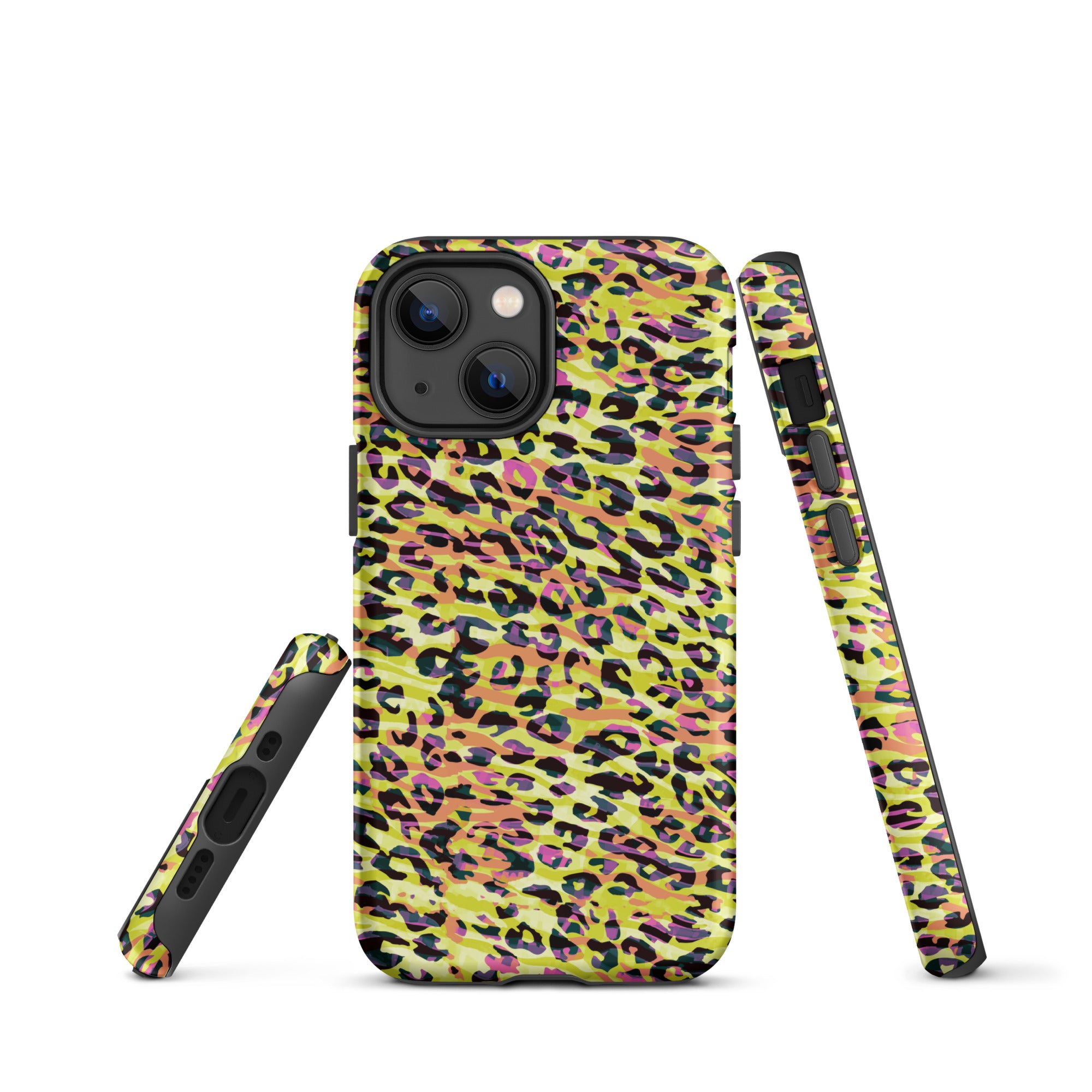 Tough Case for iPhone® Zebra and Leopard Print Yellow with Orange