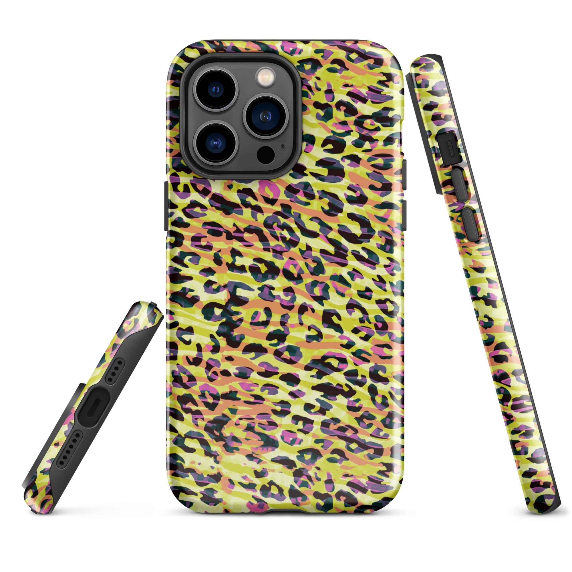 Tough Case for iPhone® Zebra and Leopard Print Yellow with Orange