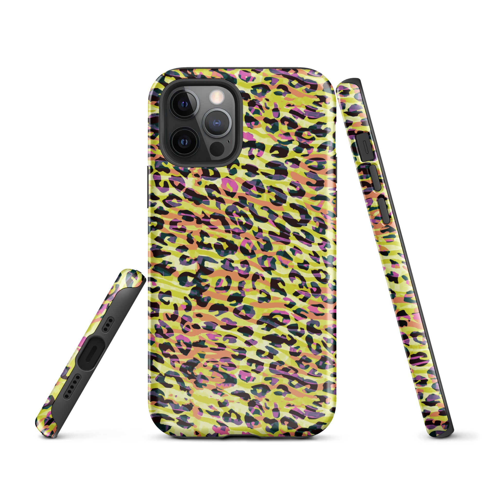 Tough Case for iPhone® Zebra and Leopard Print Yellow with Orange