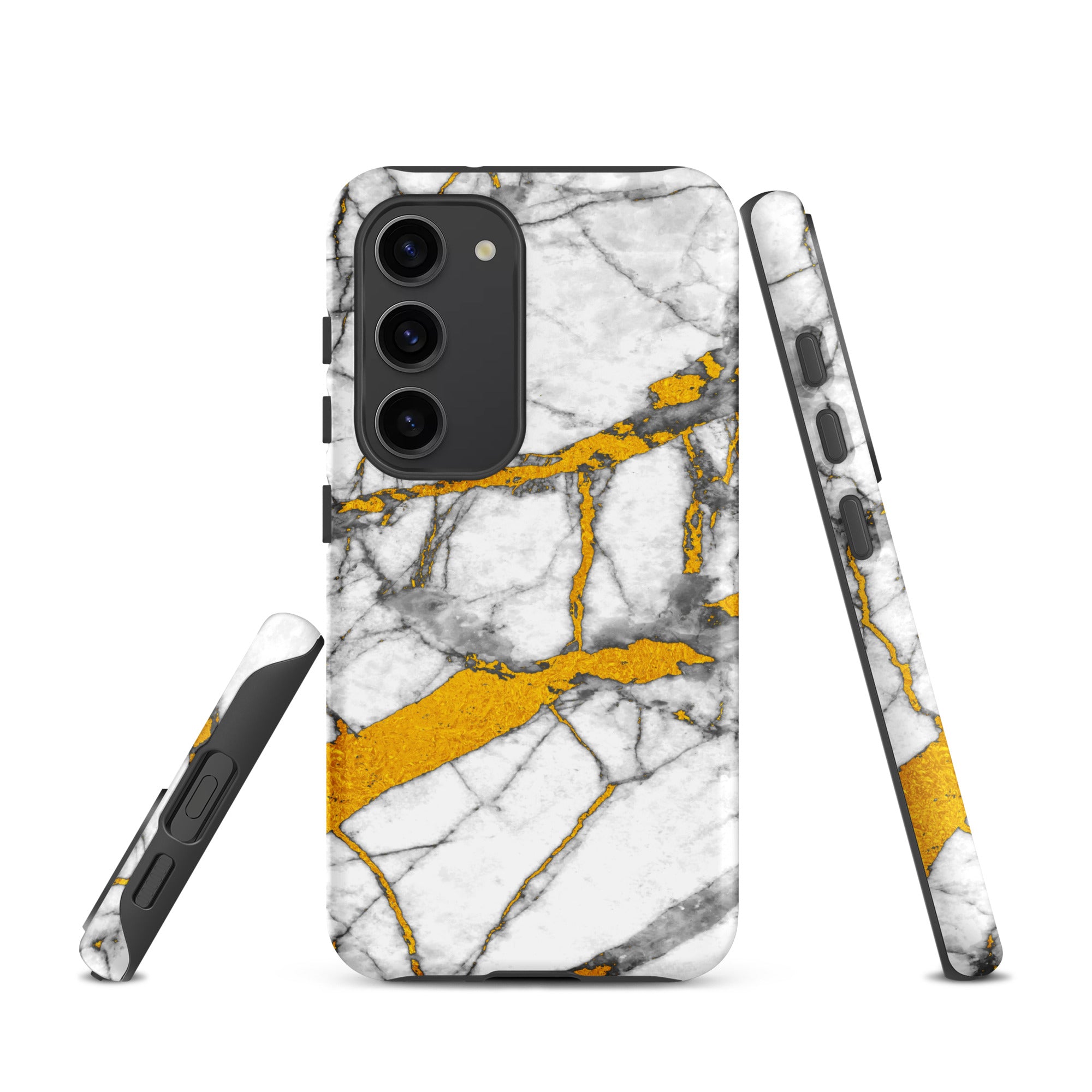 Tough case for Samsung® Marble White and Gold