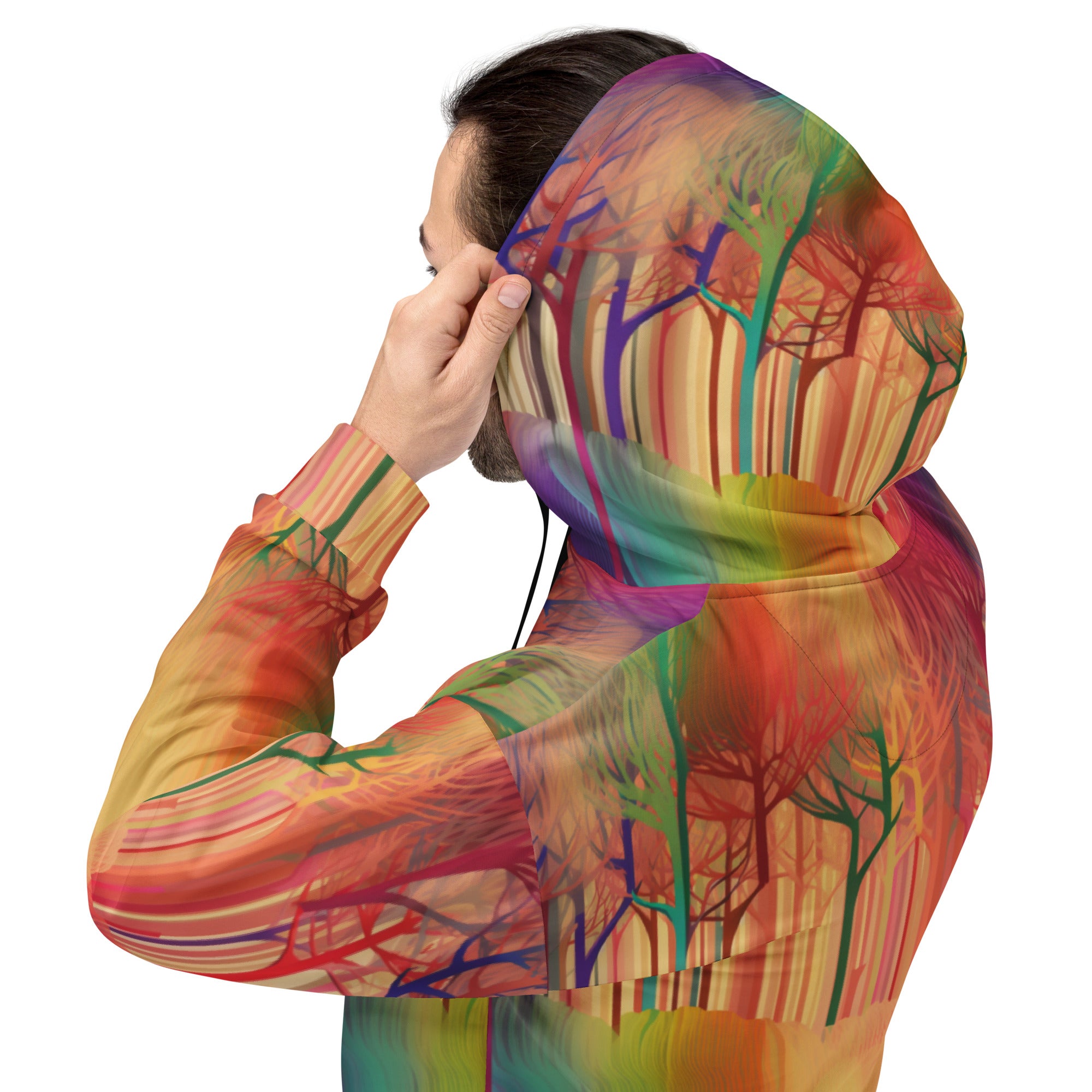 Unisex Hoodie Abstract Rainbow Forest Pattern I