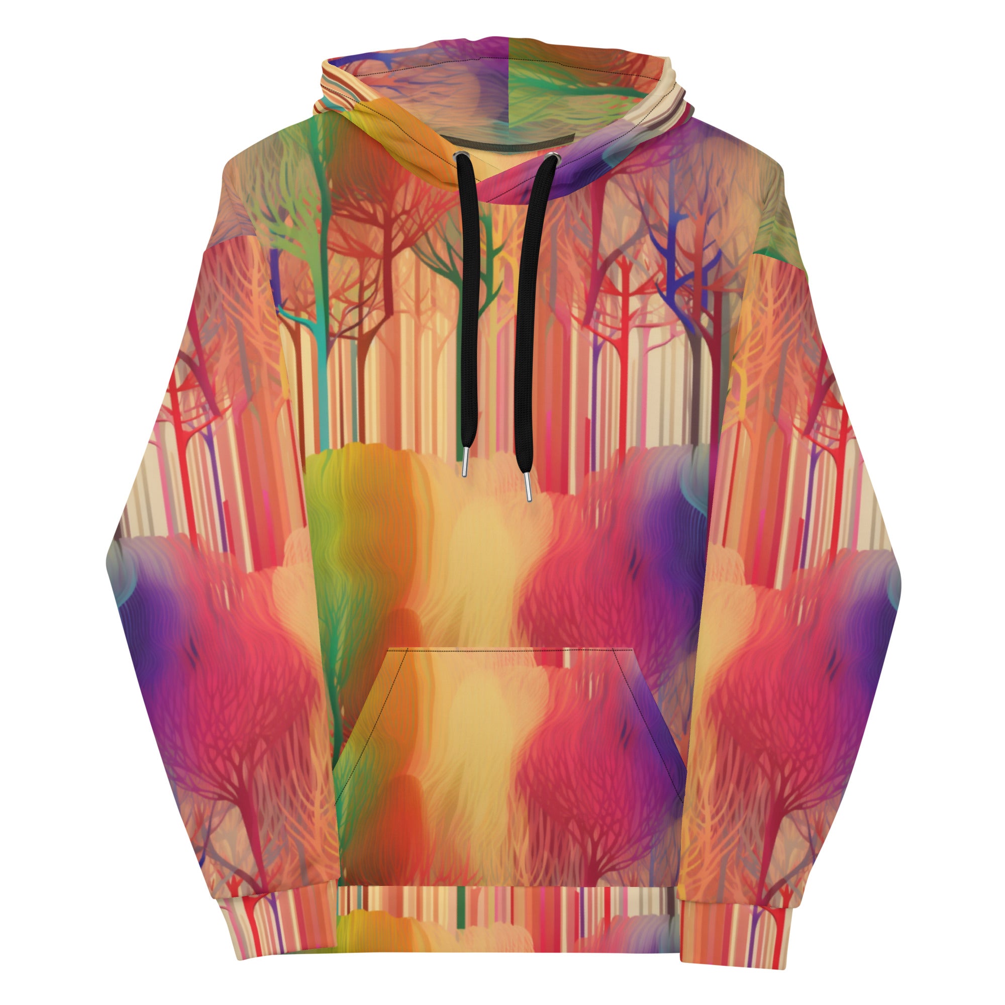 Unisex Hoodie Abstract Rainbow Forest Pattern I