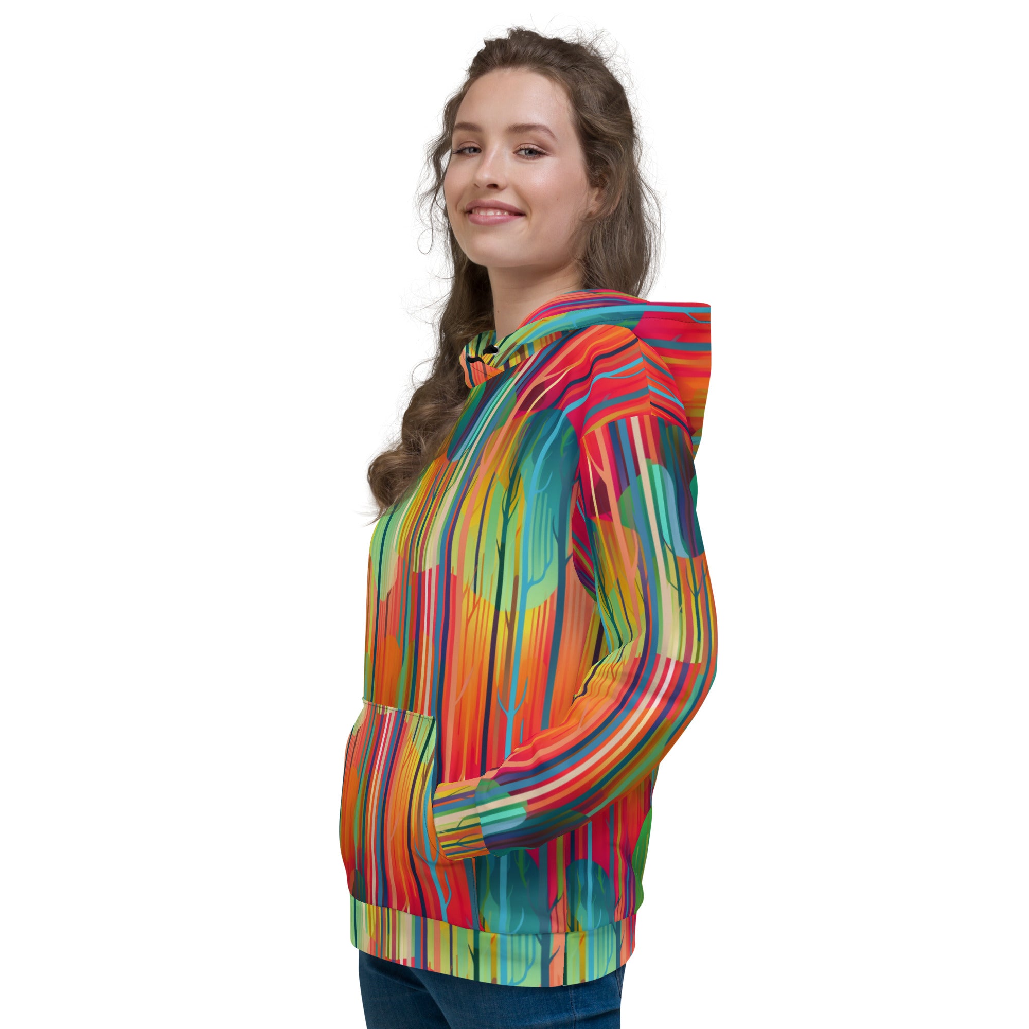 Unisex Hoodie Abstract Rainbow Forest Pattern II