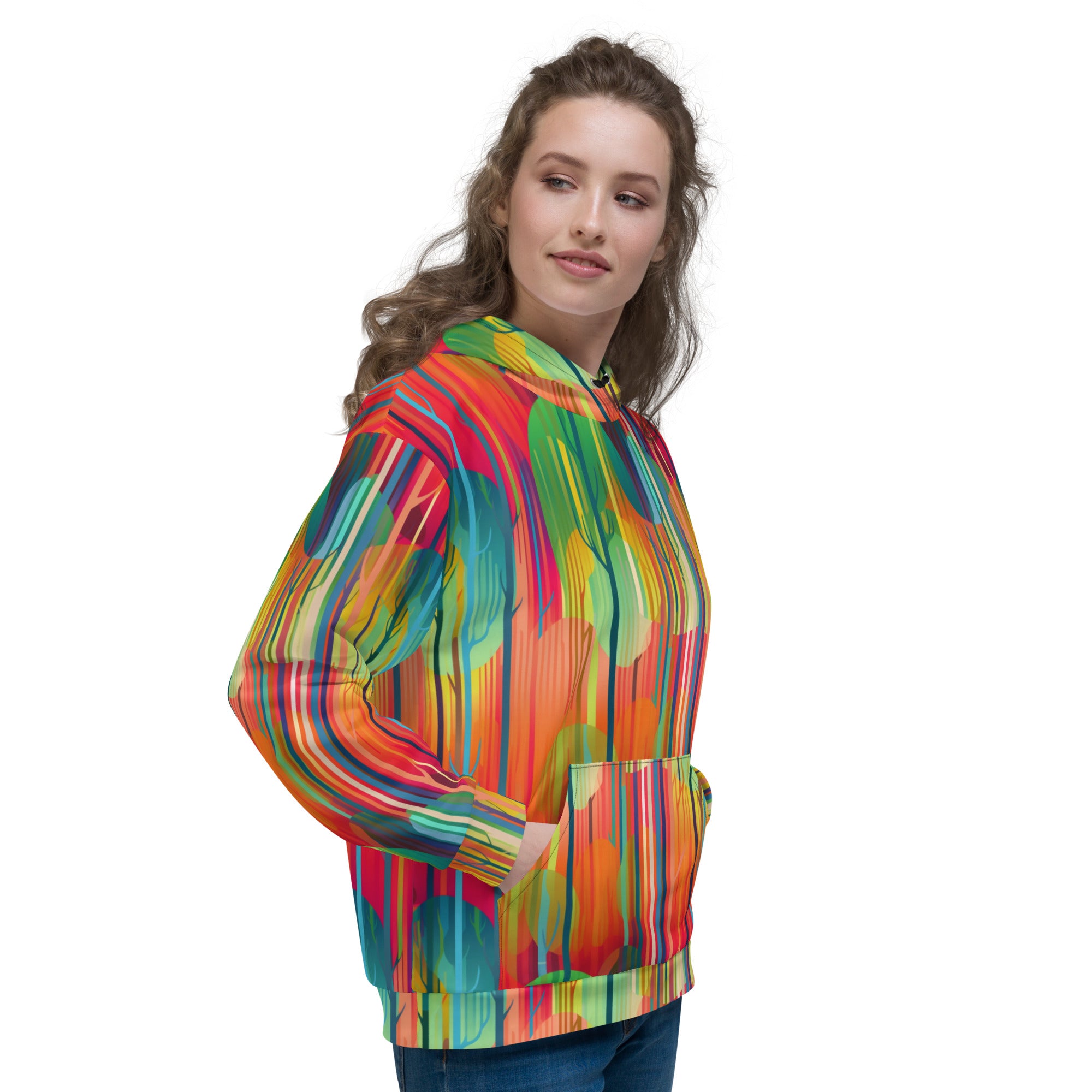 Unisex Hoodie Abstract Rainbow Forest Pattern II