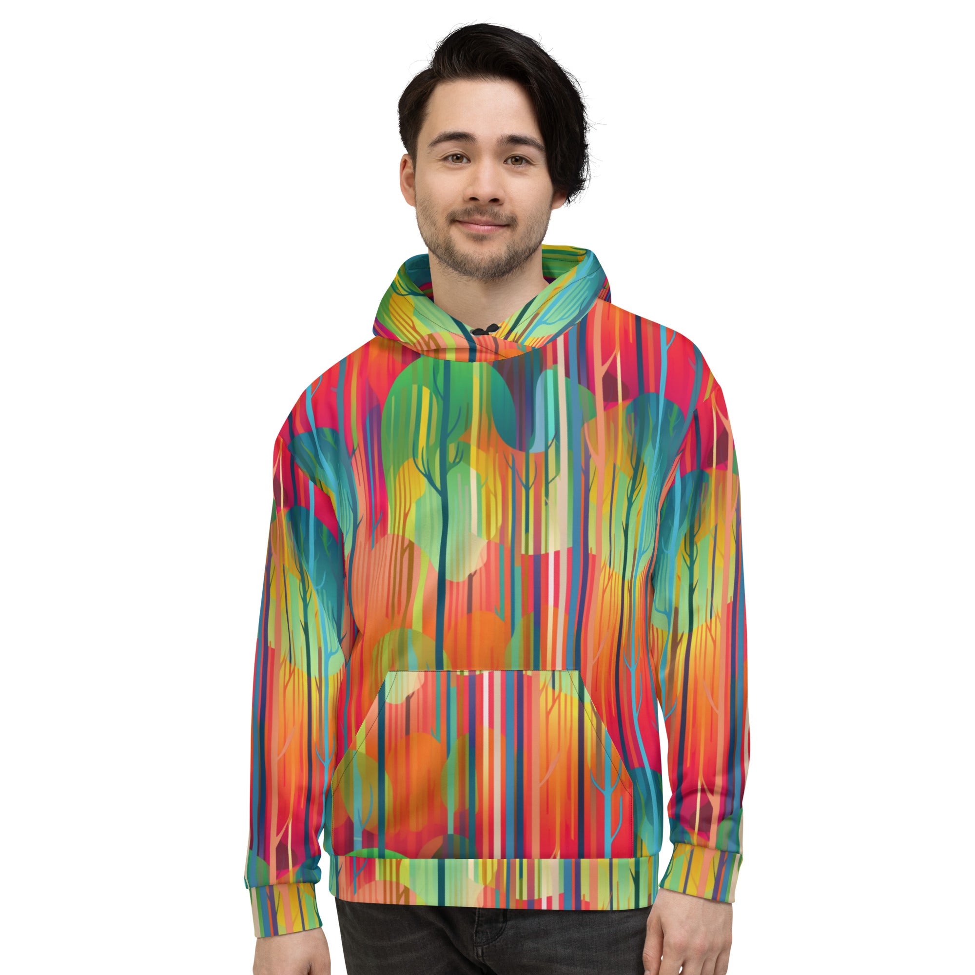 Unisex Hoodie Abstract Rainbow Forest Pattern II
