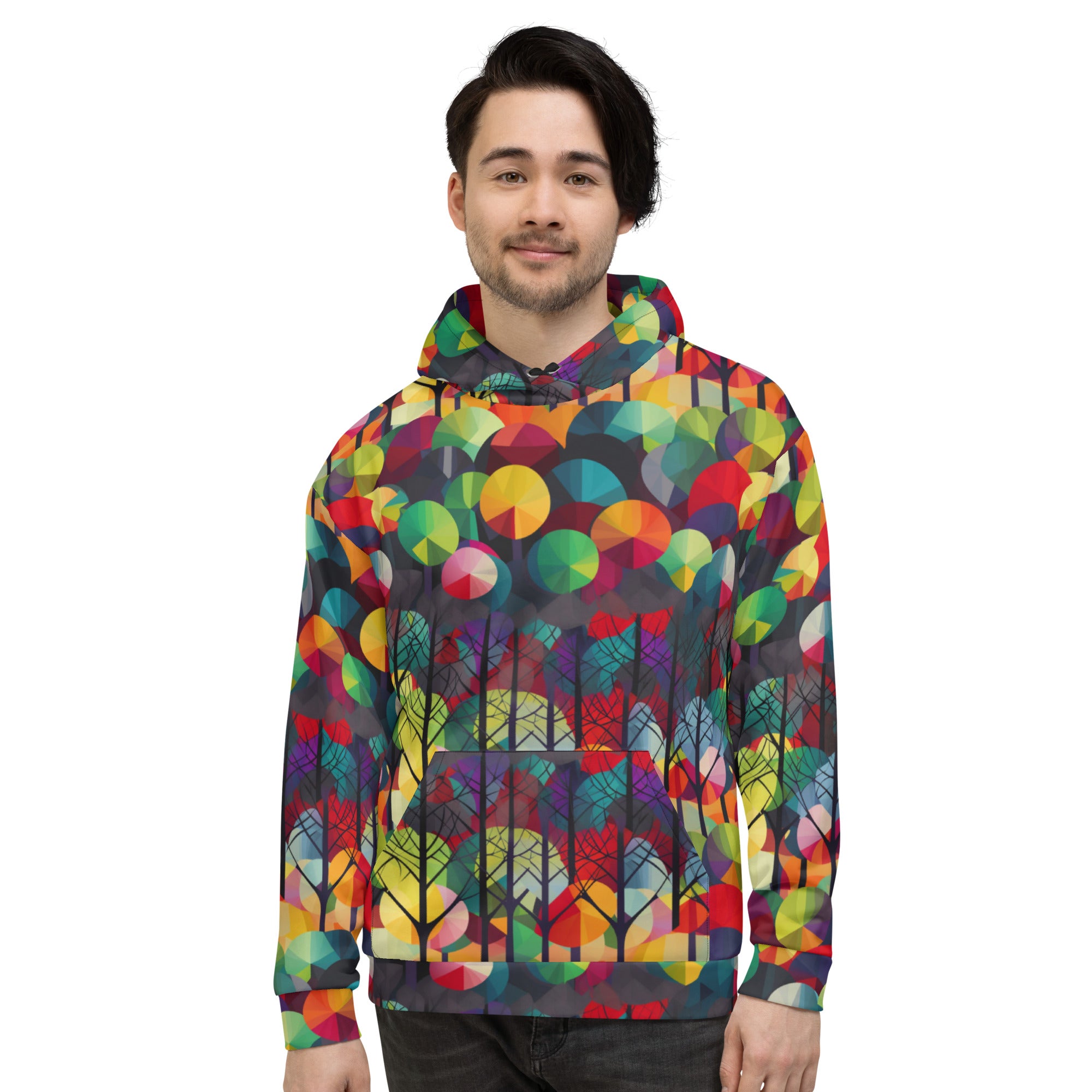 Unisex Hoodie Abstract Rainbow Forest Pattern III