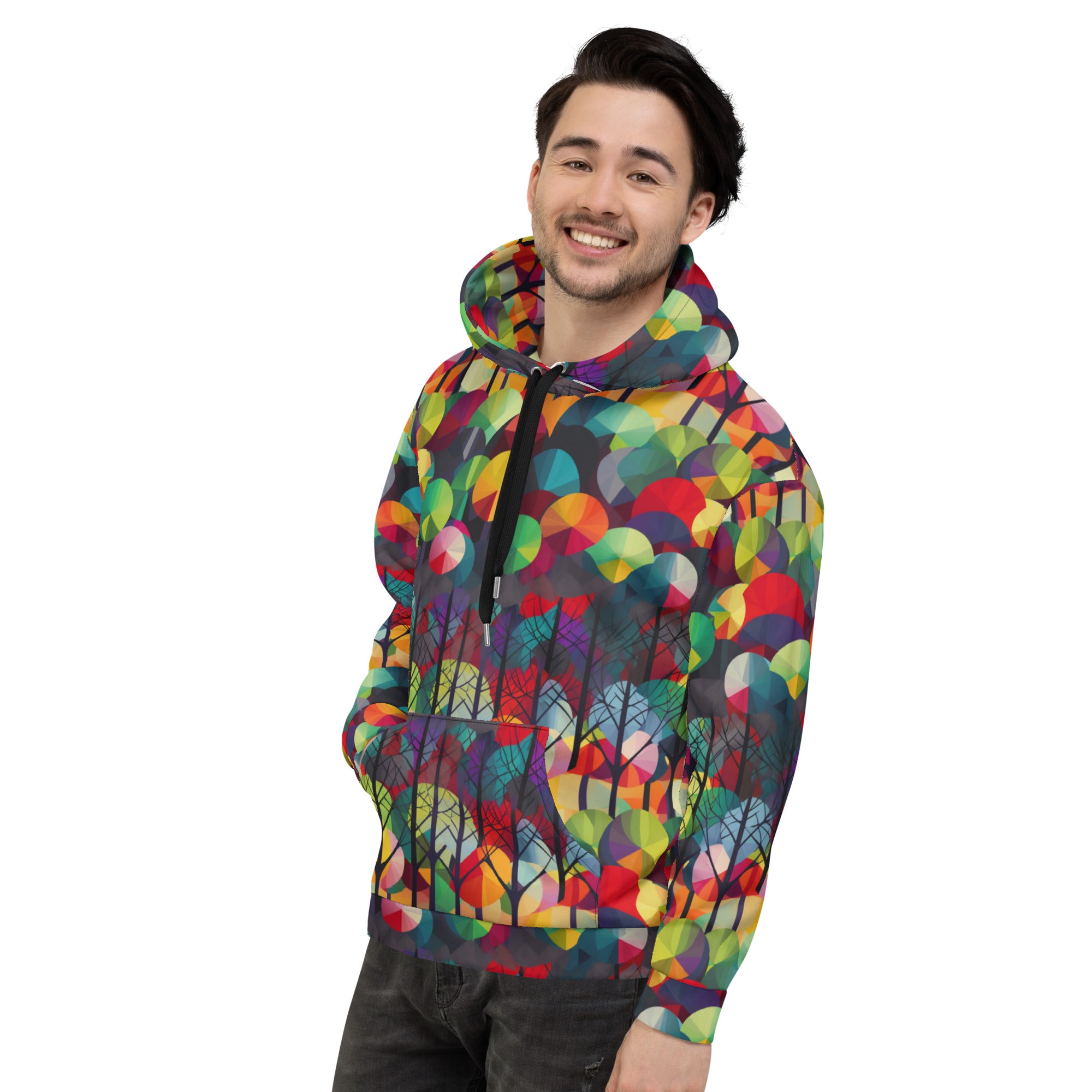Unisex Hoodie Abstract Rainbow Forest Pattern III