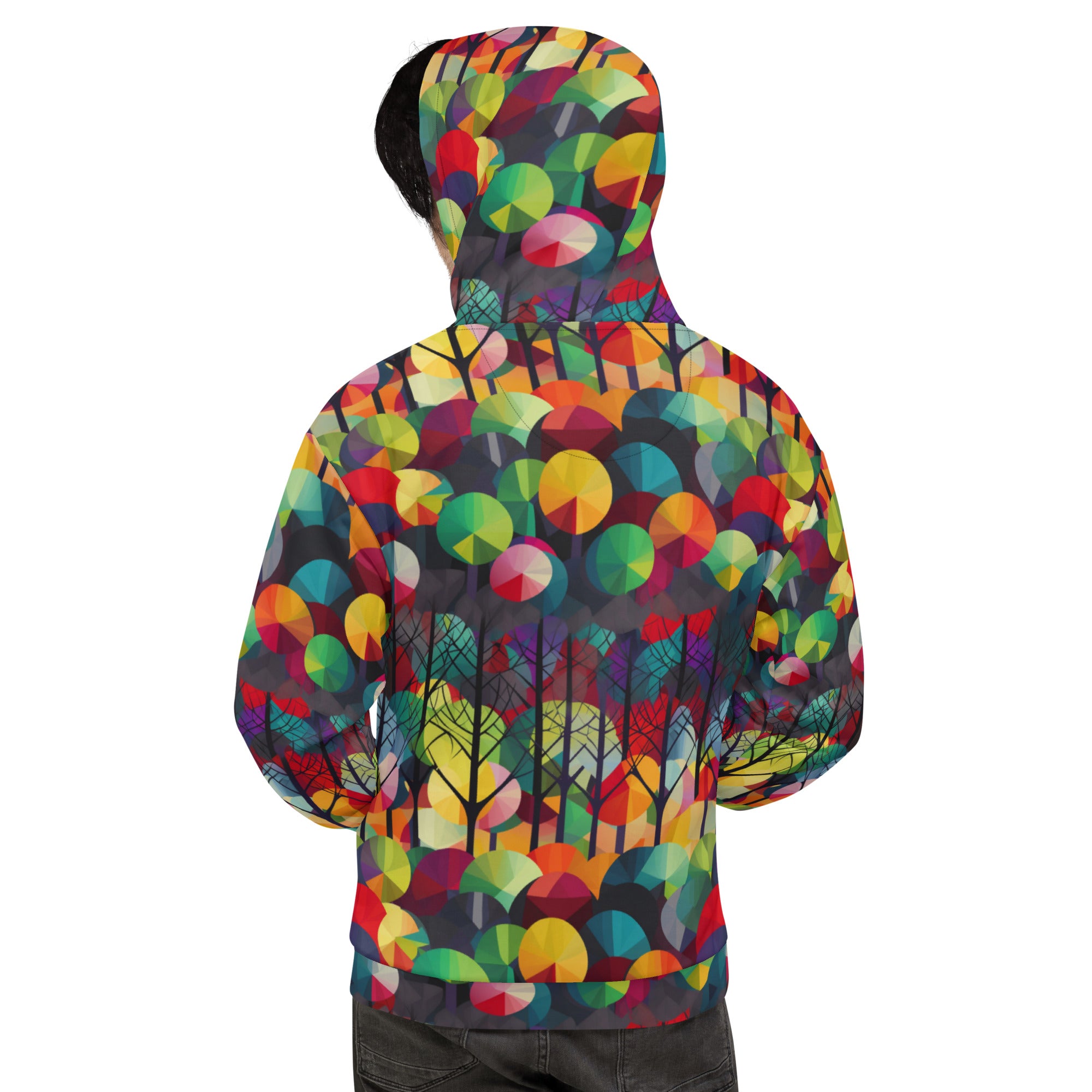 Unisex Hoodie Abstract Rainbow Forest Pattern III