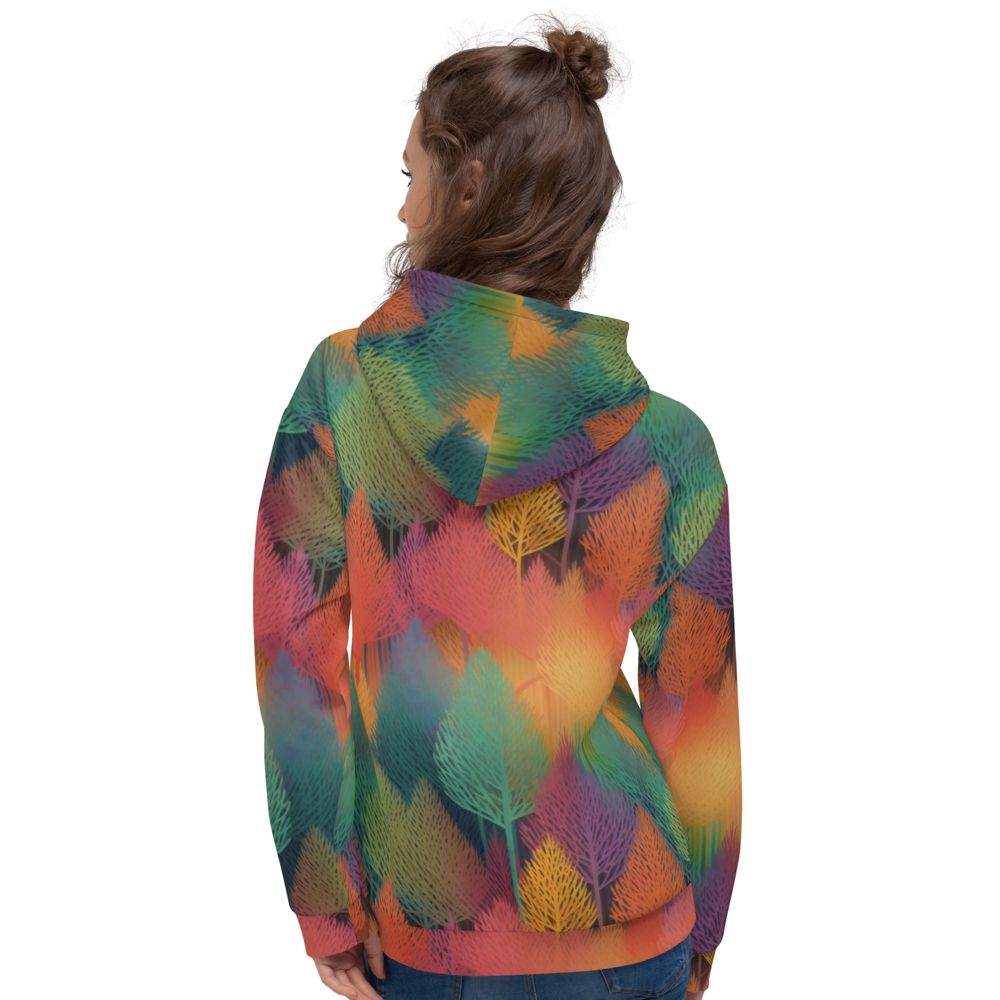 Unisex Hoodie Abstract Rainbow Forest Pattern IV