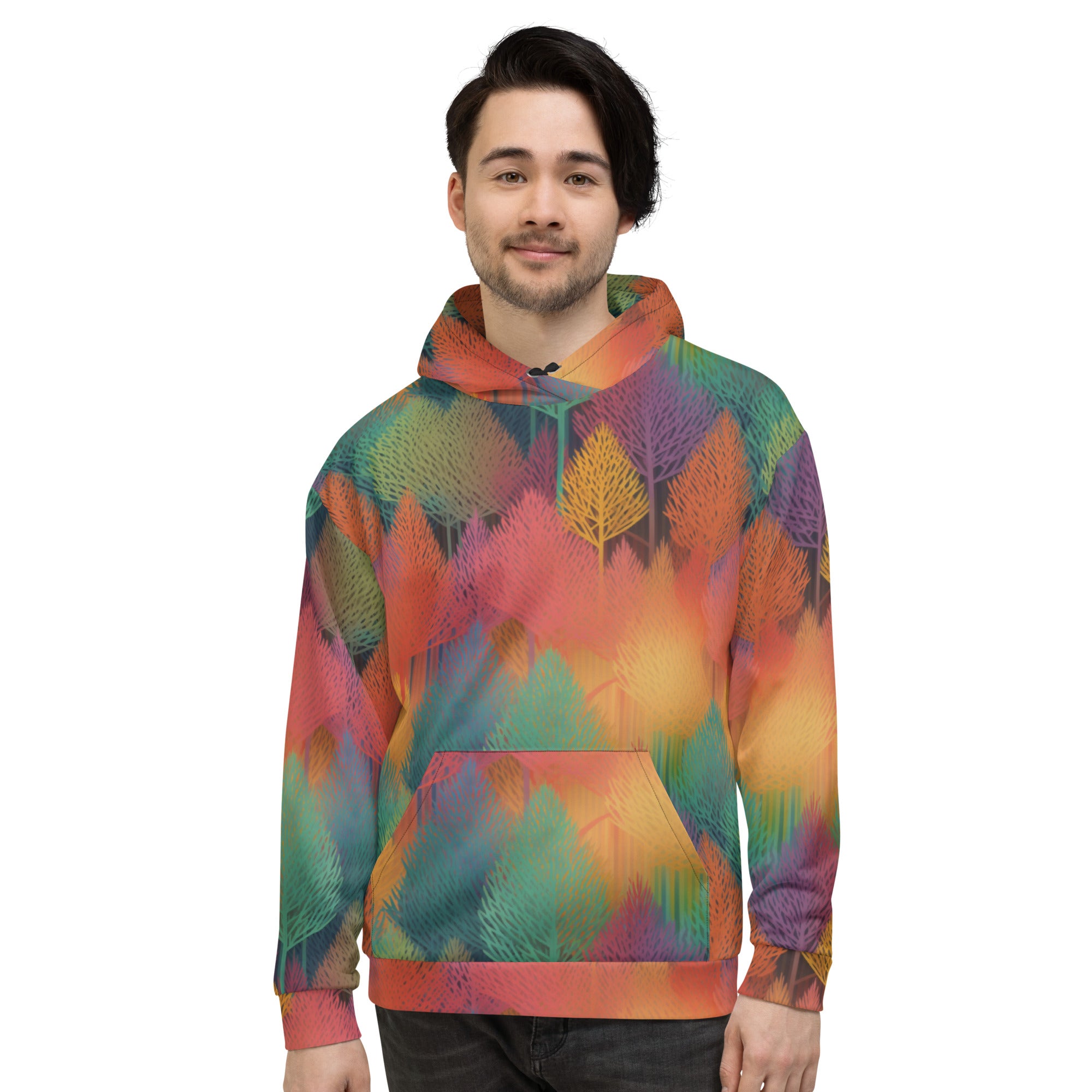 Unisex Hoodie Abstract Rainbow Forest Pattern IV
