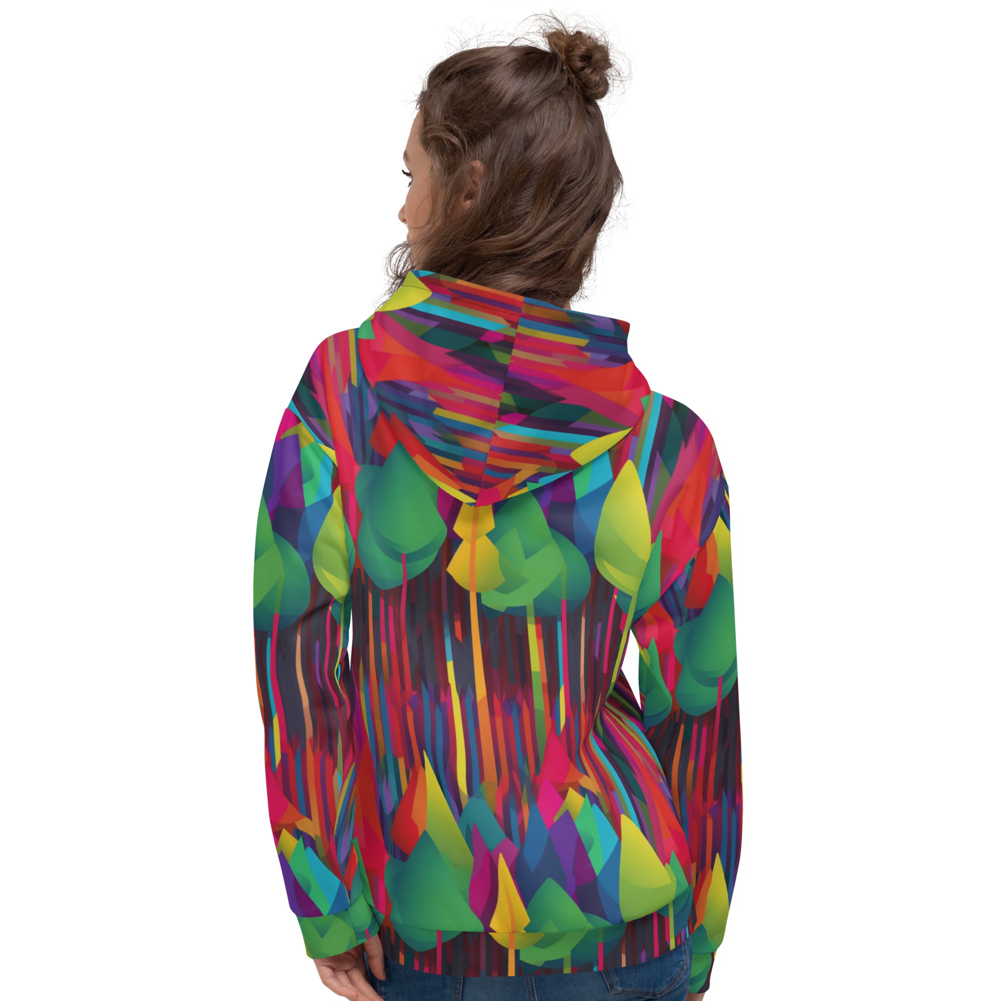 Unisex Hoodie Abstract Rainbow Forest Pattern V