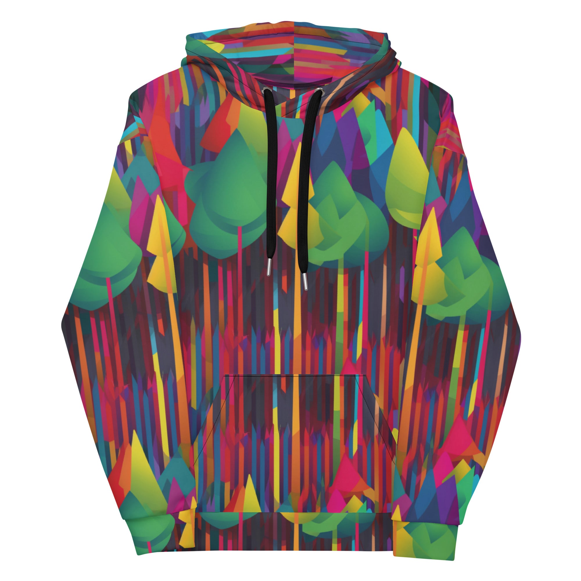 Unisex Hoodie Abstract Rainbow Forest Pattern V