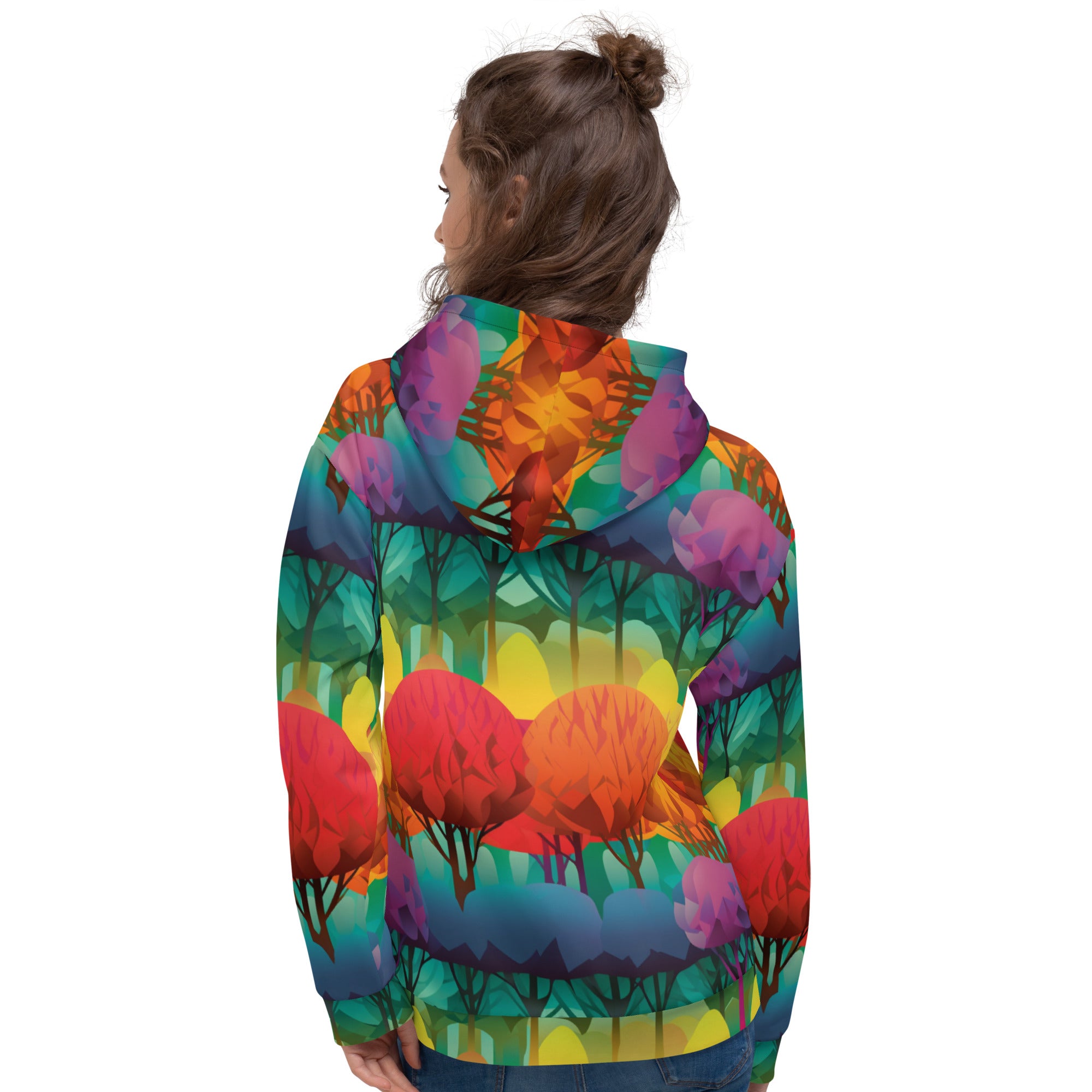 Unisex Hoodie Abstract Rainbow Forest Pattern VI