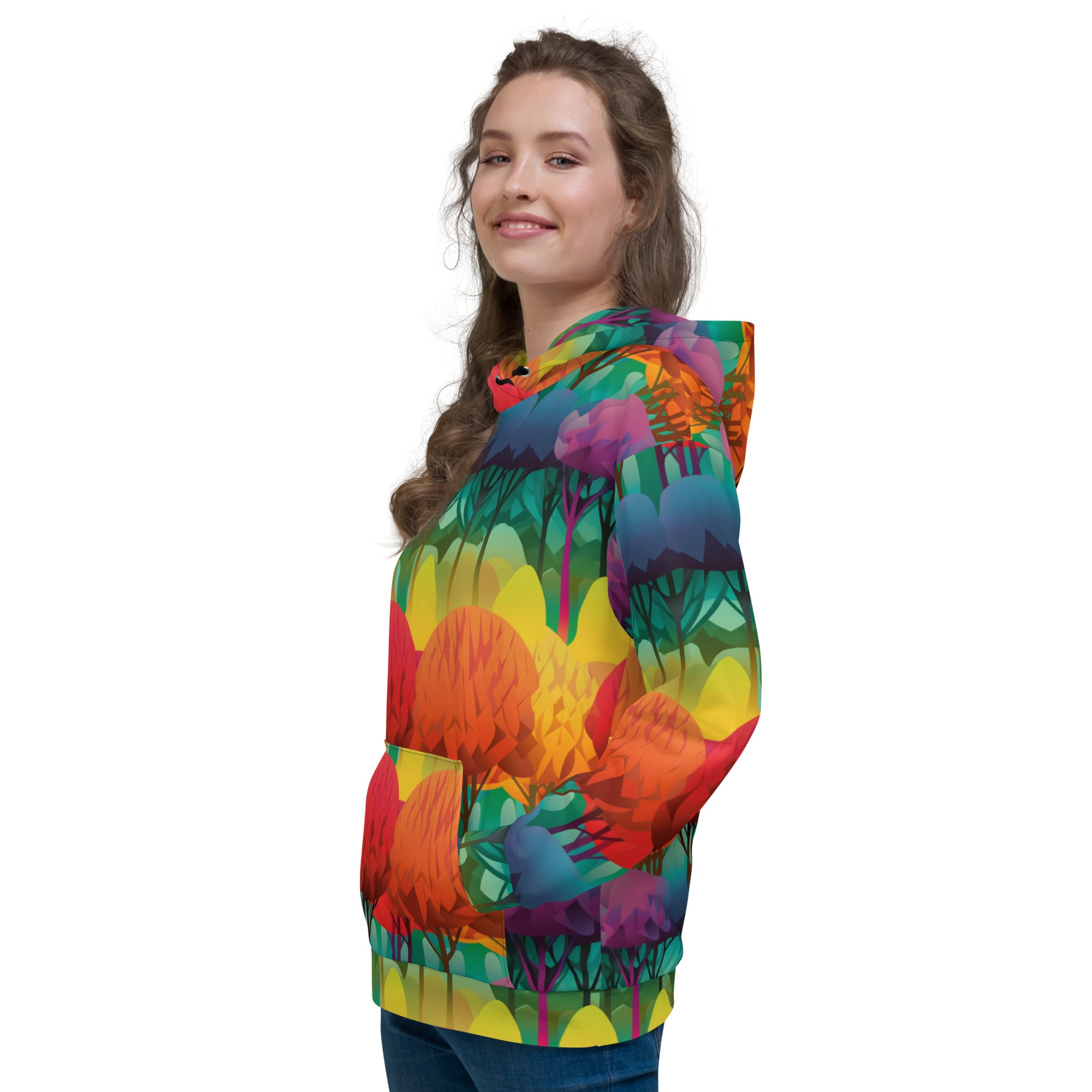 Unisex Hoodie Abstract Rainbow Forest Pattern VI