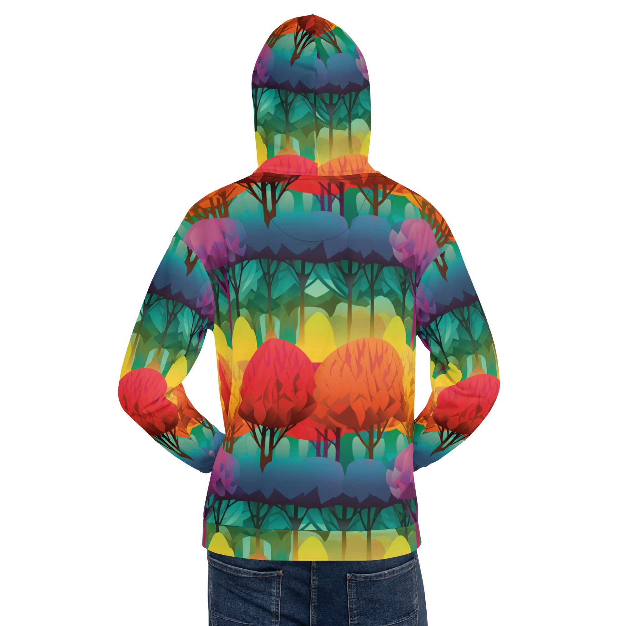 Unisex Hoodie Abstract Rainbow Forest Pattern VI