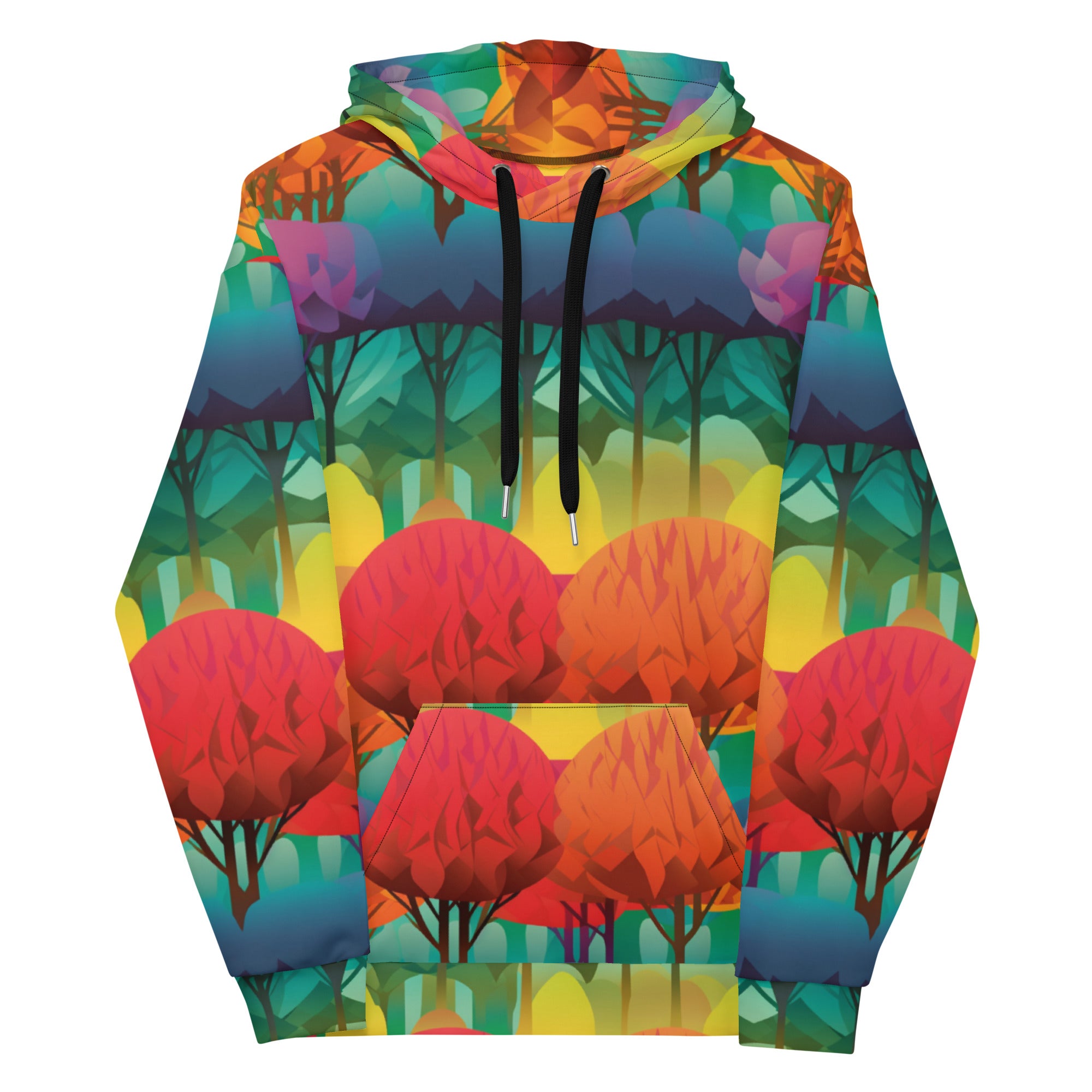 Unisex Hoodie Abstract Rainbow Forest Pattern VI