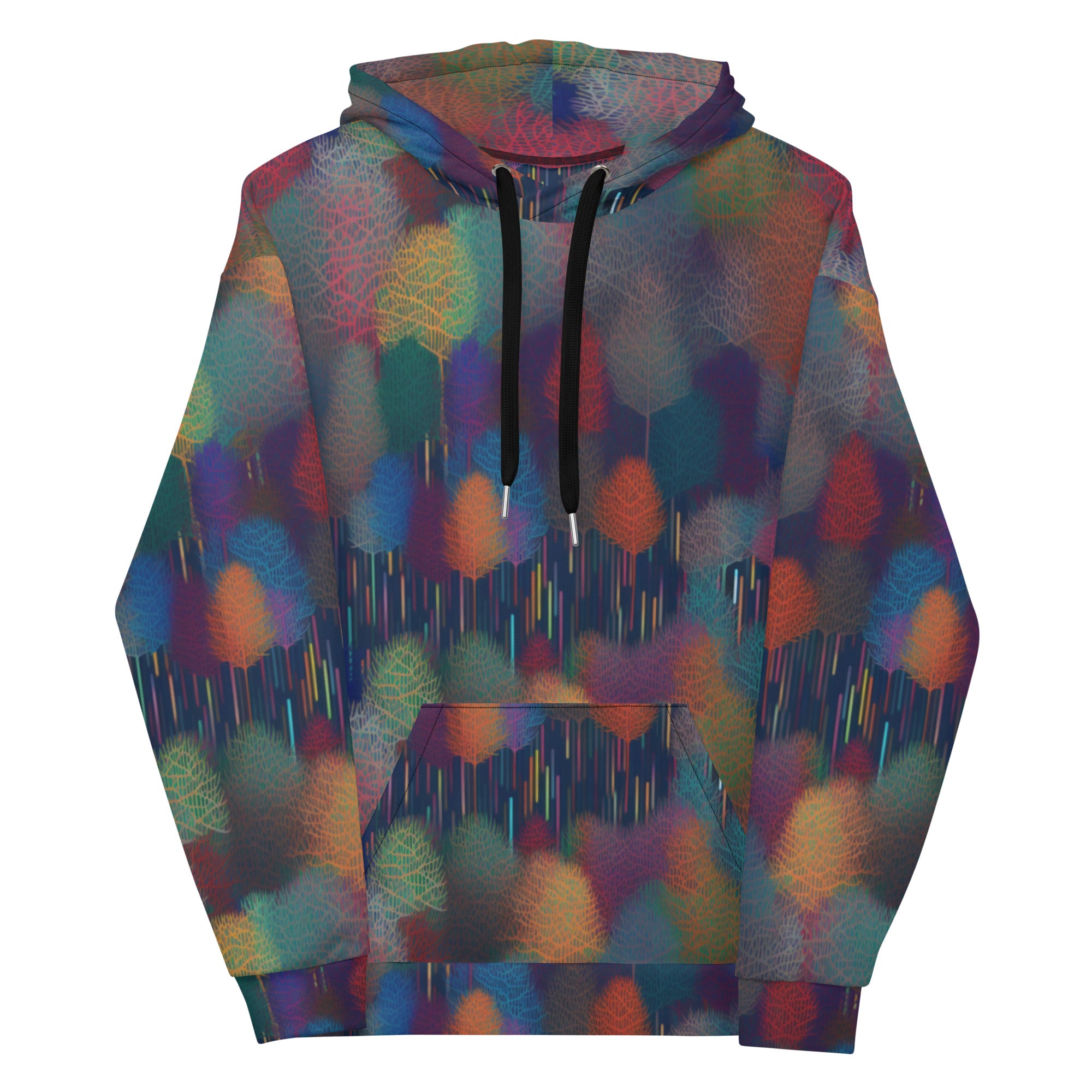 Unisex Hoodie Abstract Rainbow Forest Pattern VII