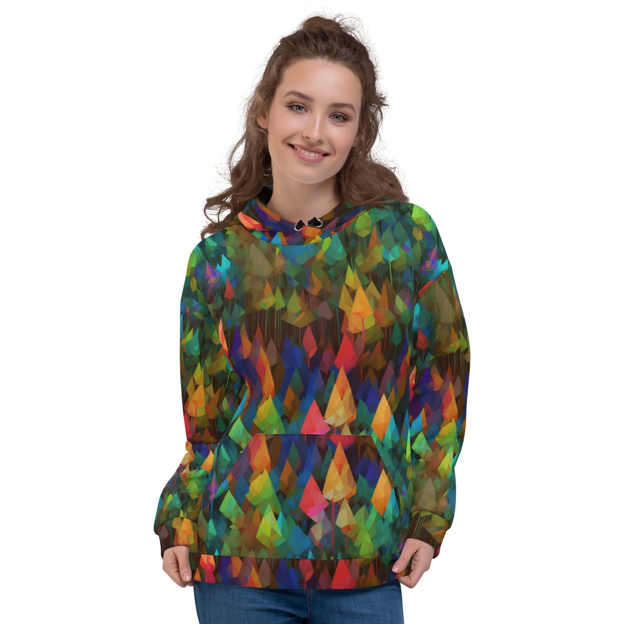 Unisex Hoodie Abstract Rainbow Forest Pattern VIII