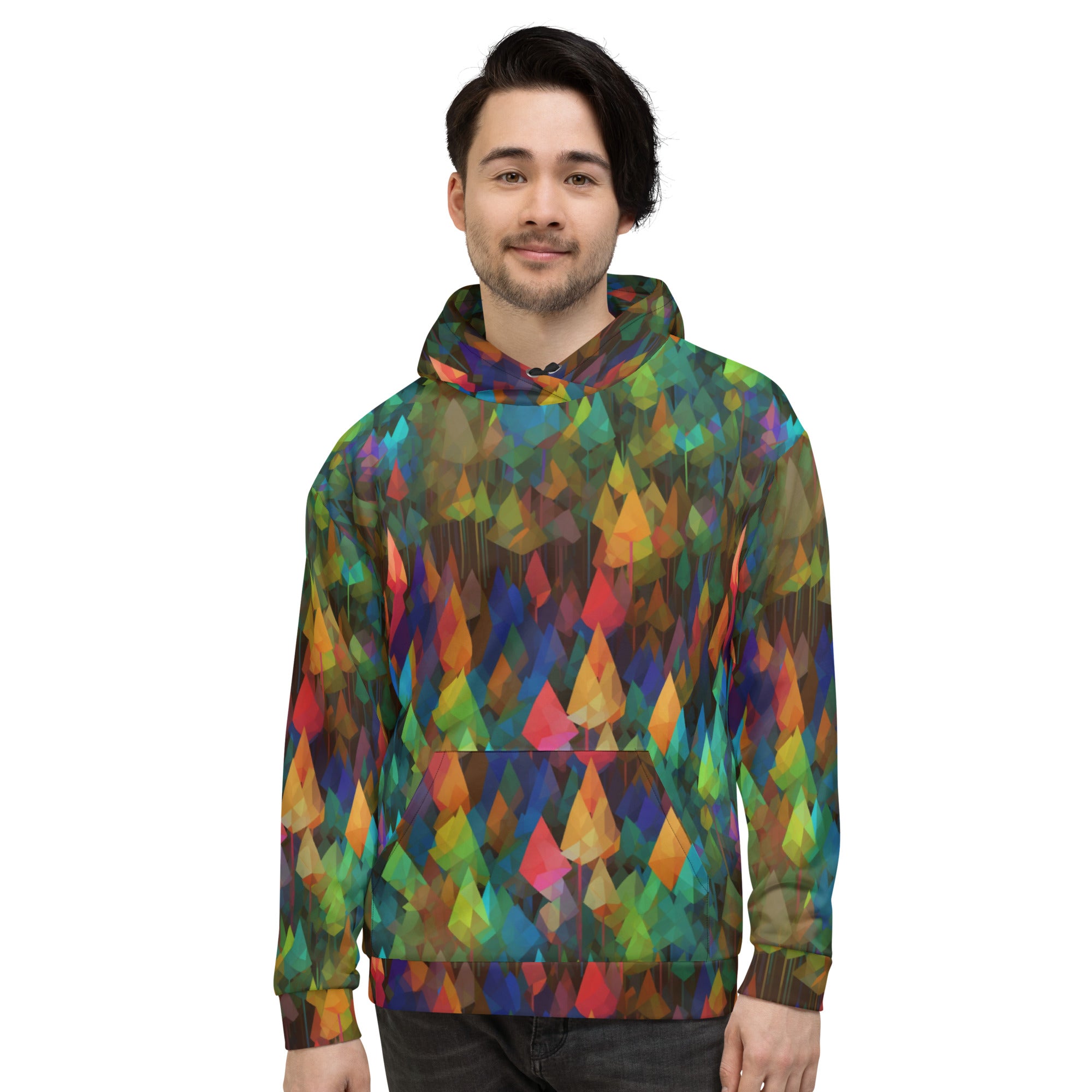 Unisex Hoodie Abstract Rainbow Forest Pattern VIII