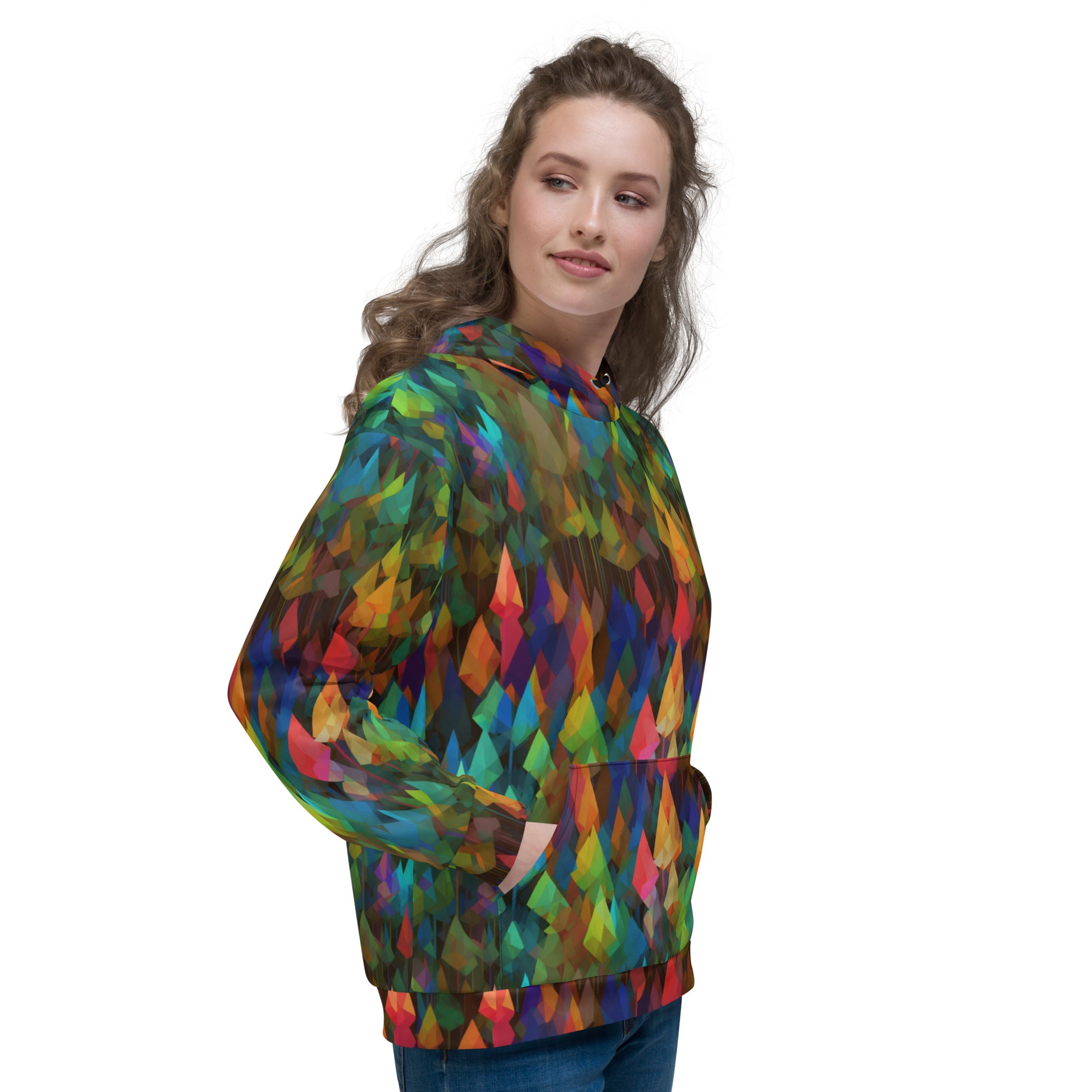 Unisex Hoodie Abstract Rainbow Forest Pattern VIII