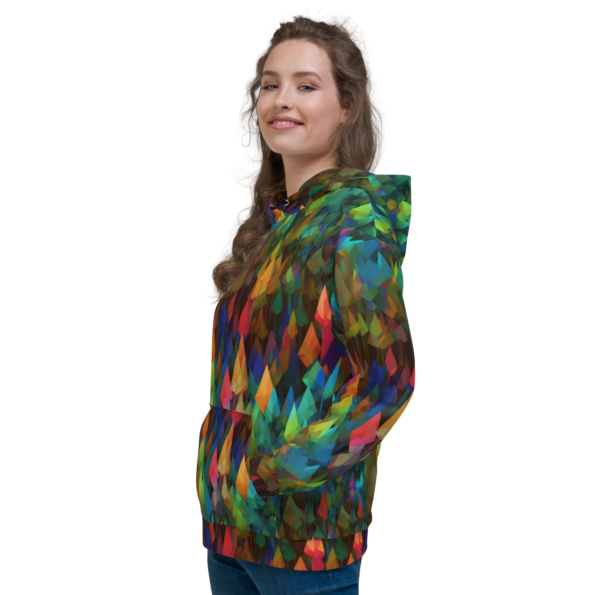 Unisex Hoodie Abstract Rainbow Forest Pattern VIII