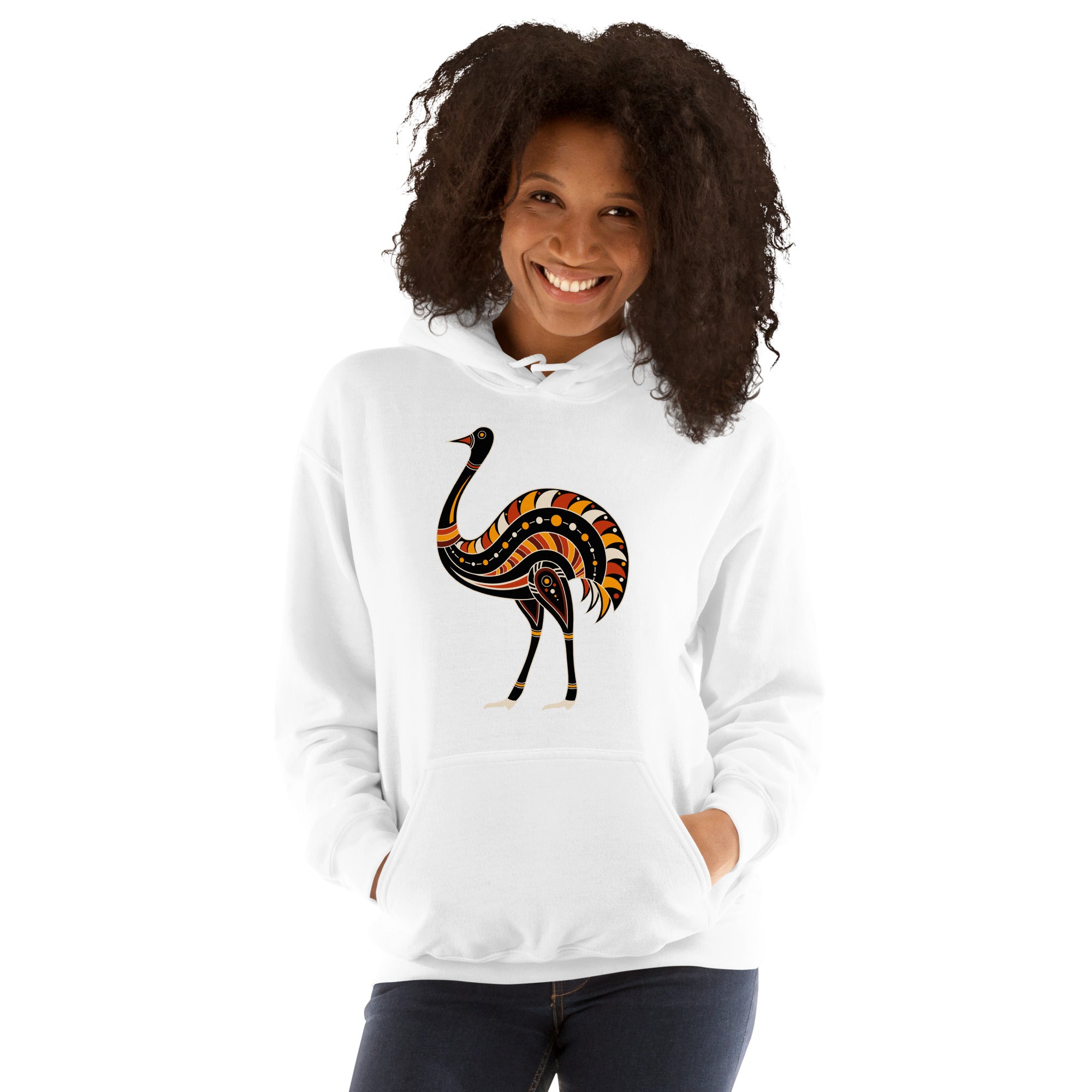 Unisex Hoodie Australian Tribal Figure Ostrich