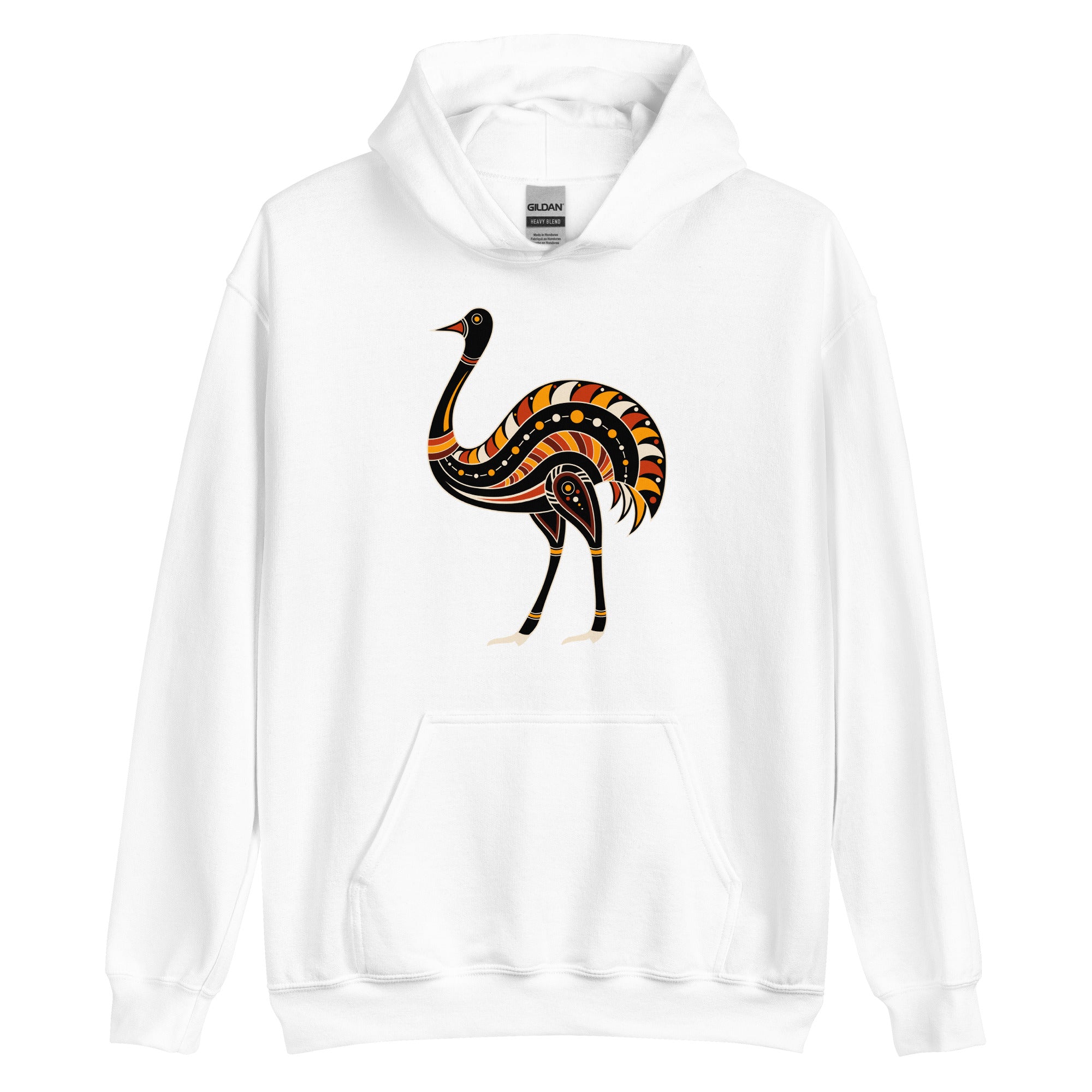 Unisex Hoodie Australian Tribal Figure Ostrich