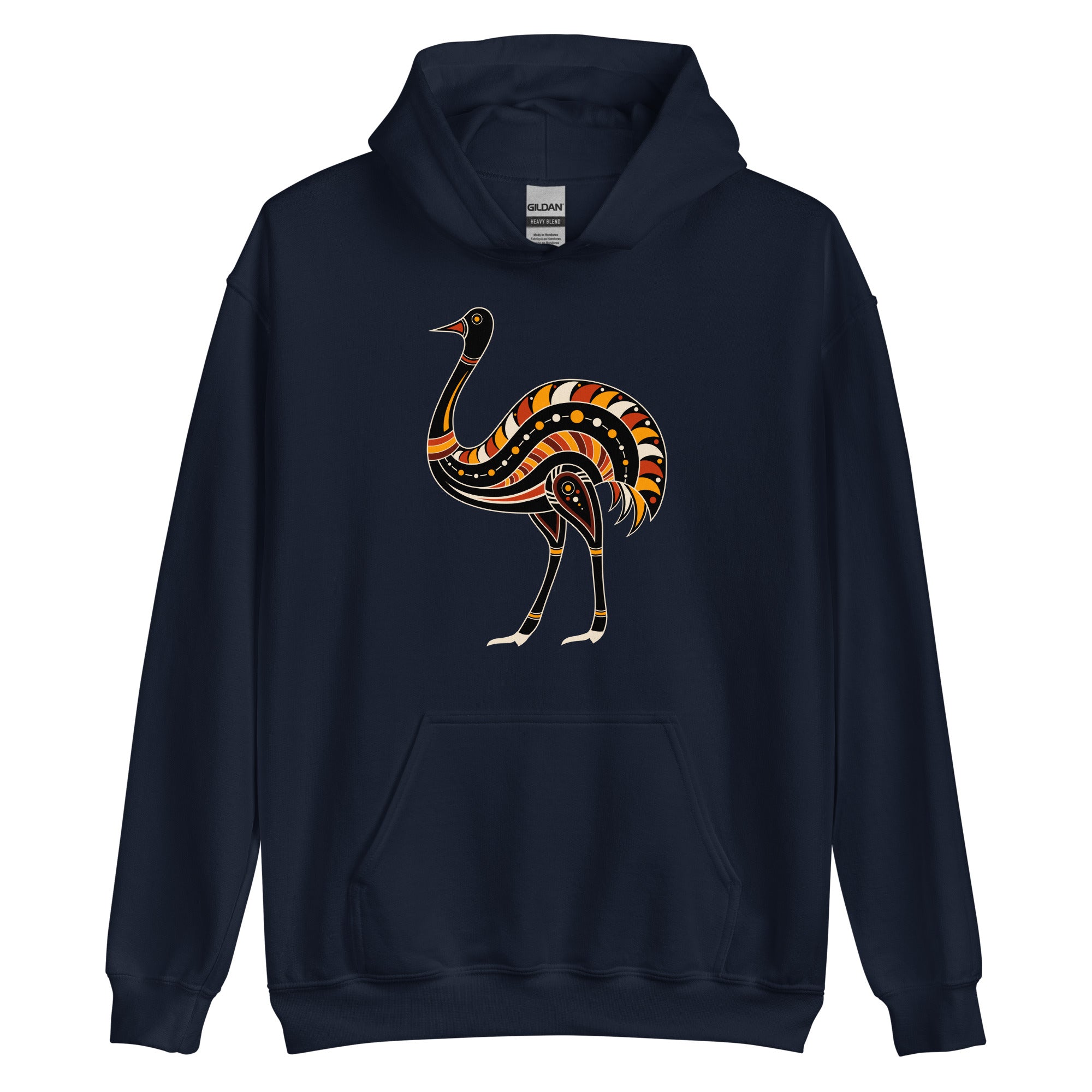 Unisex Hoodie Australian Tribal Figure Ostrich