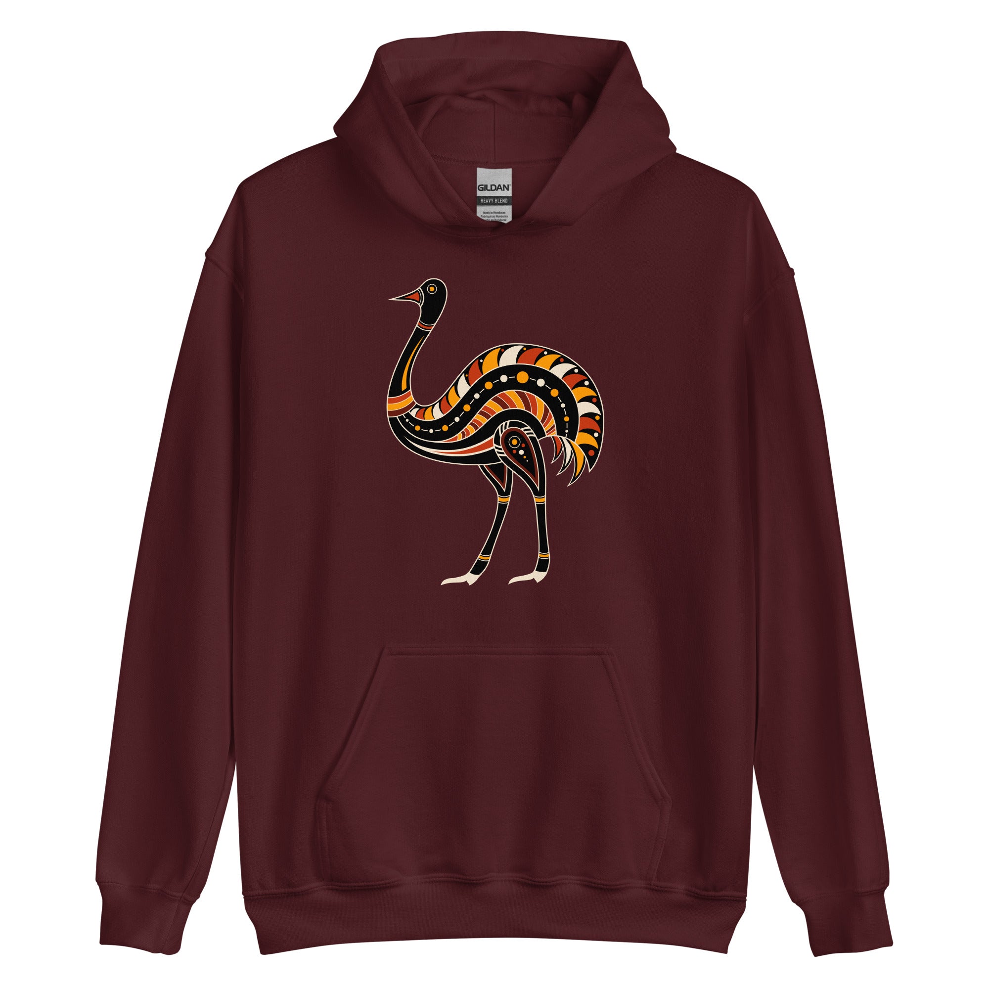 Unisex Hoodie Australian Tribal Figure Ostrich