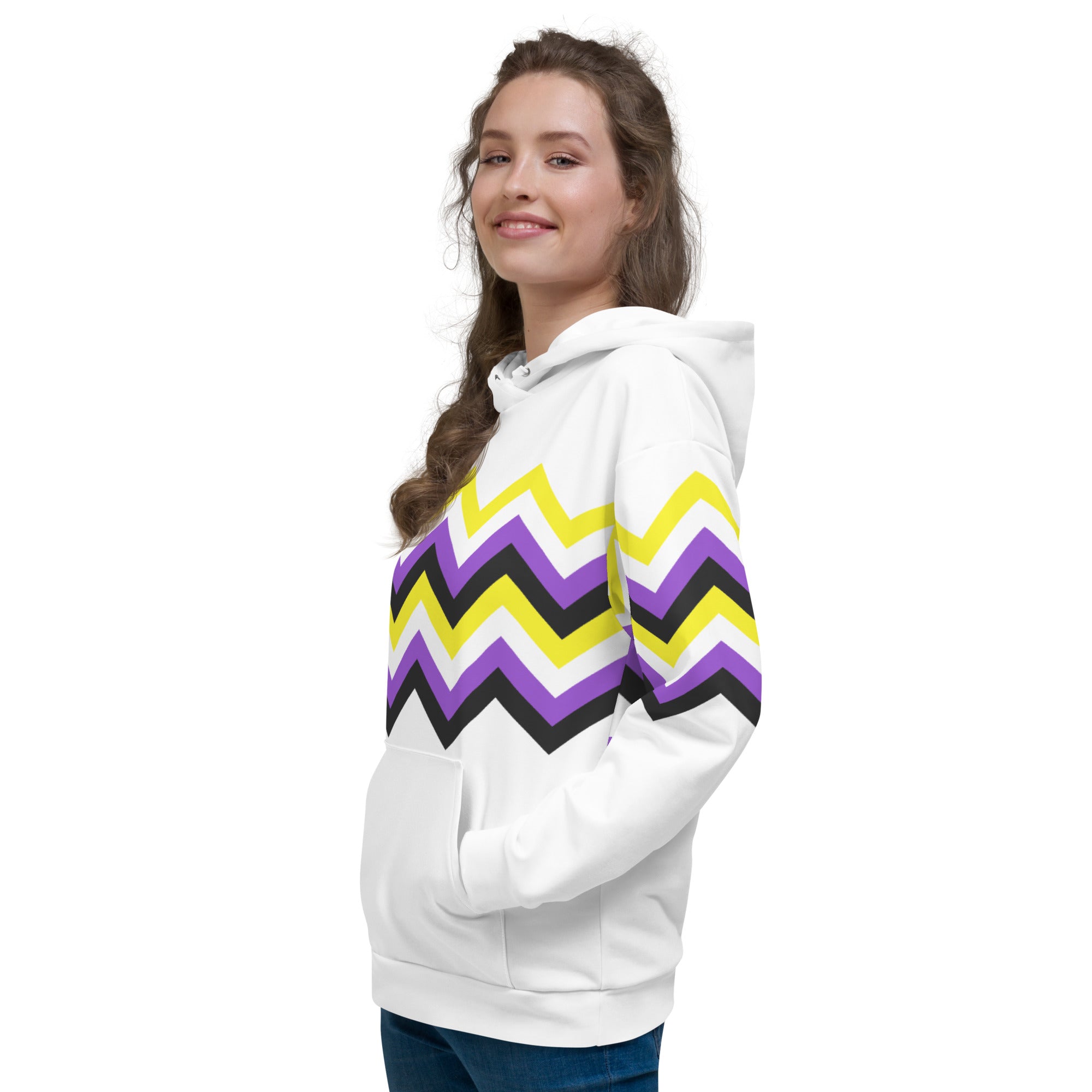 Unisex Hoodie Nonbinary Zigzag Pattern