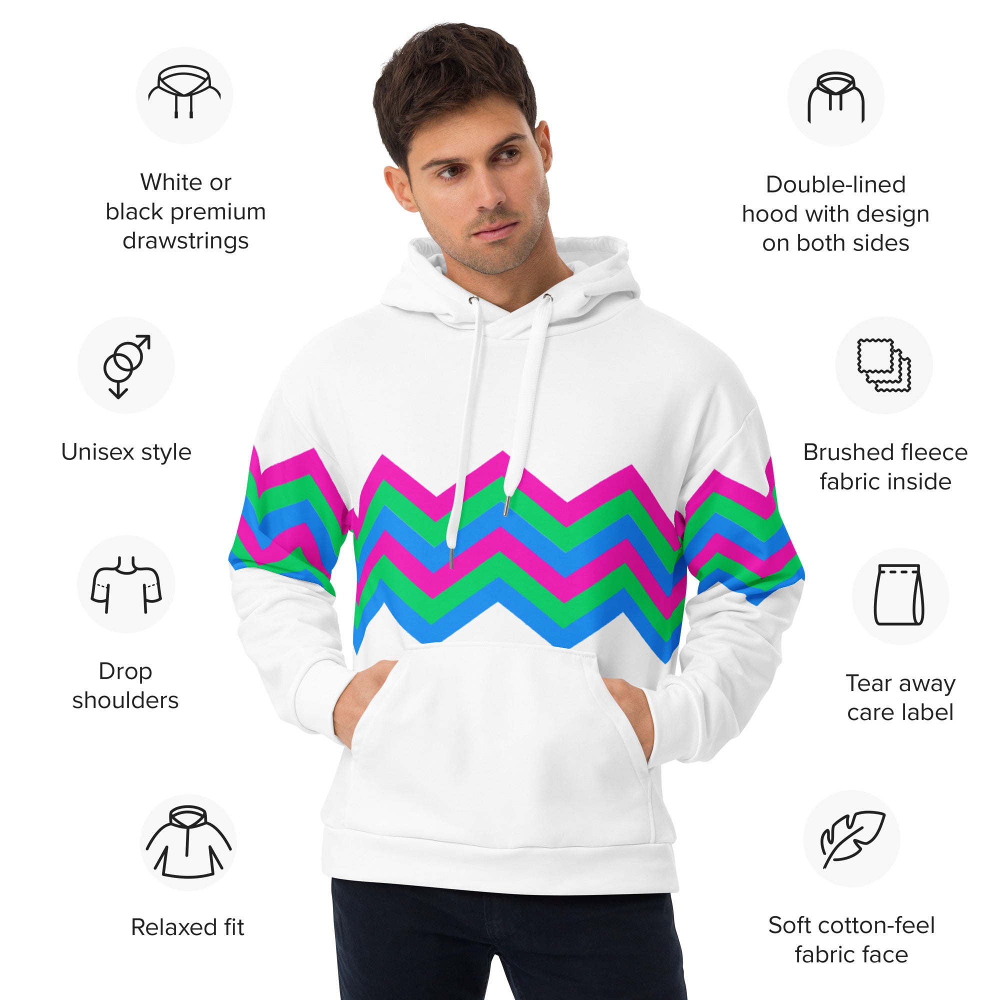 Unisex Hoodie Polysexual Zigzag Pattern