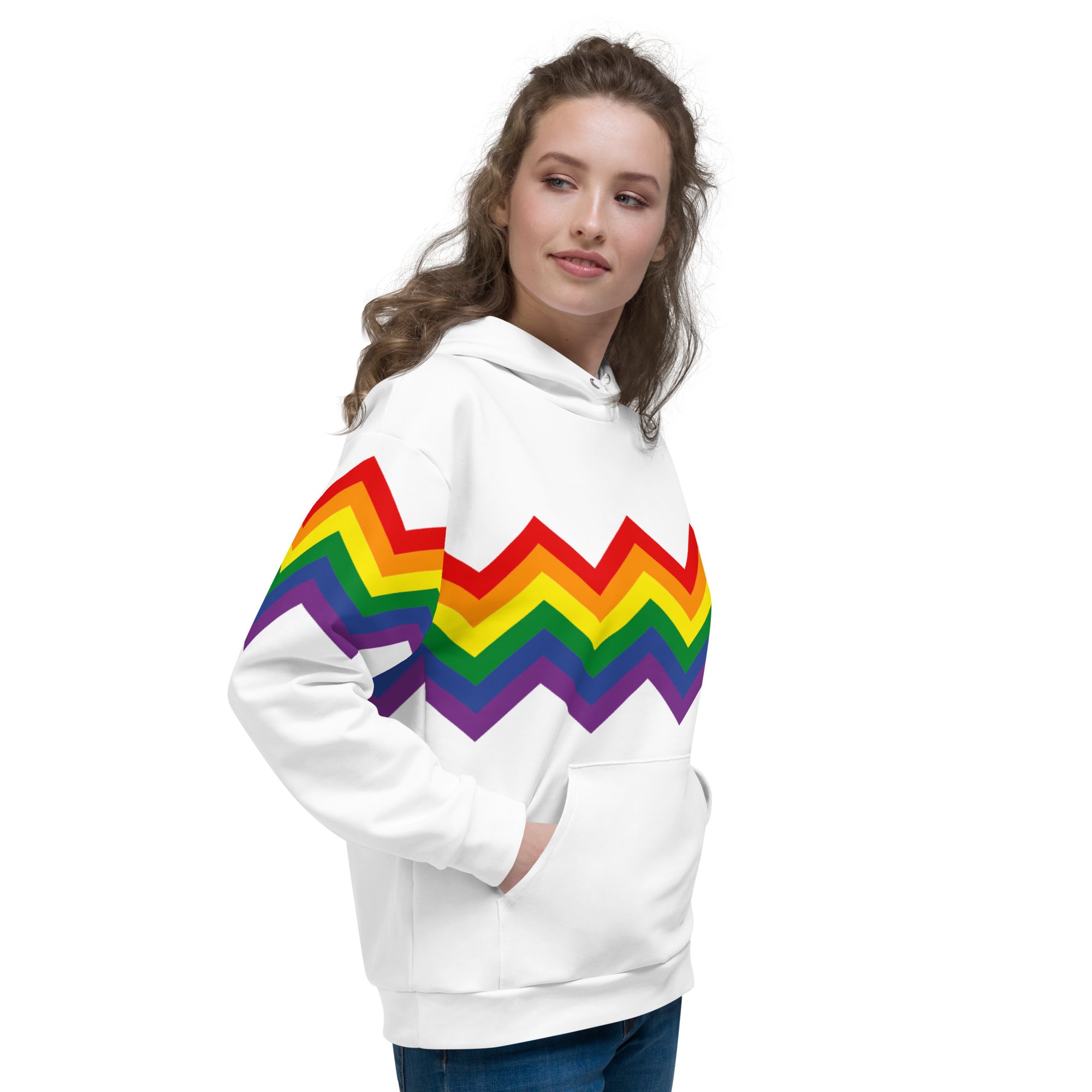Unisex Hoodie Pride Rainbow Zigzag Pattern