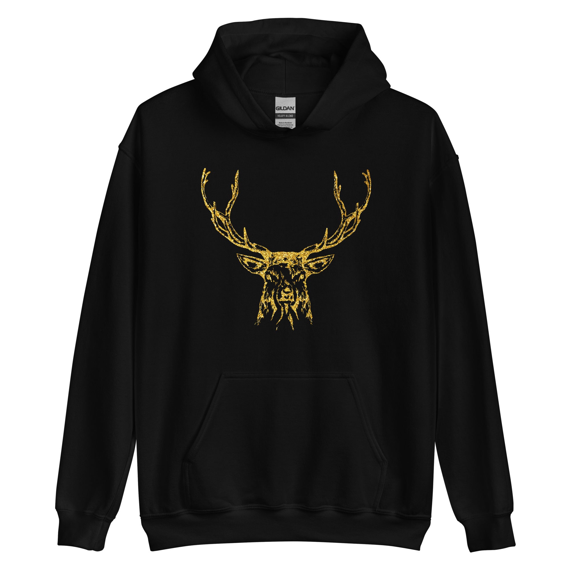 Unisex Hoodie Reindeer Gold Print