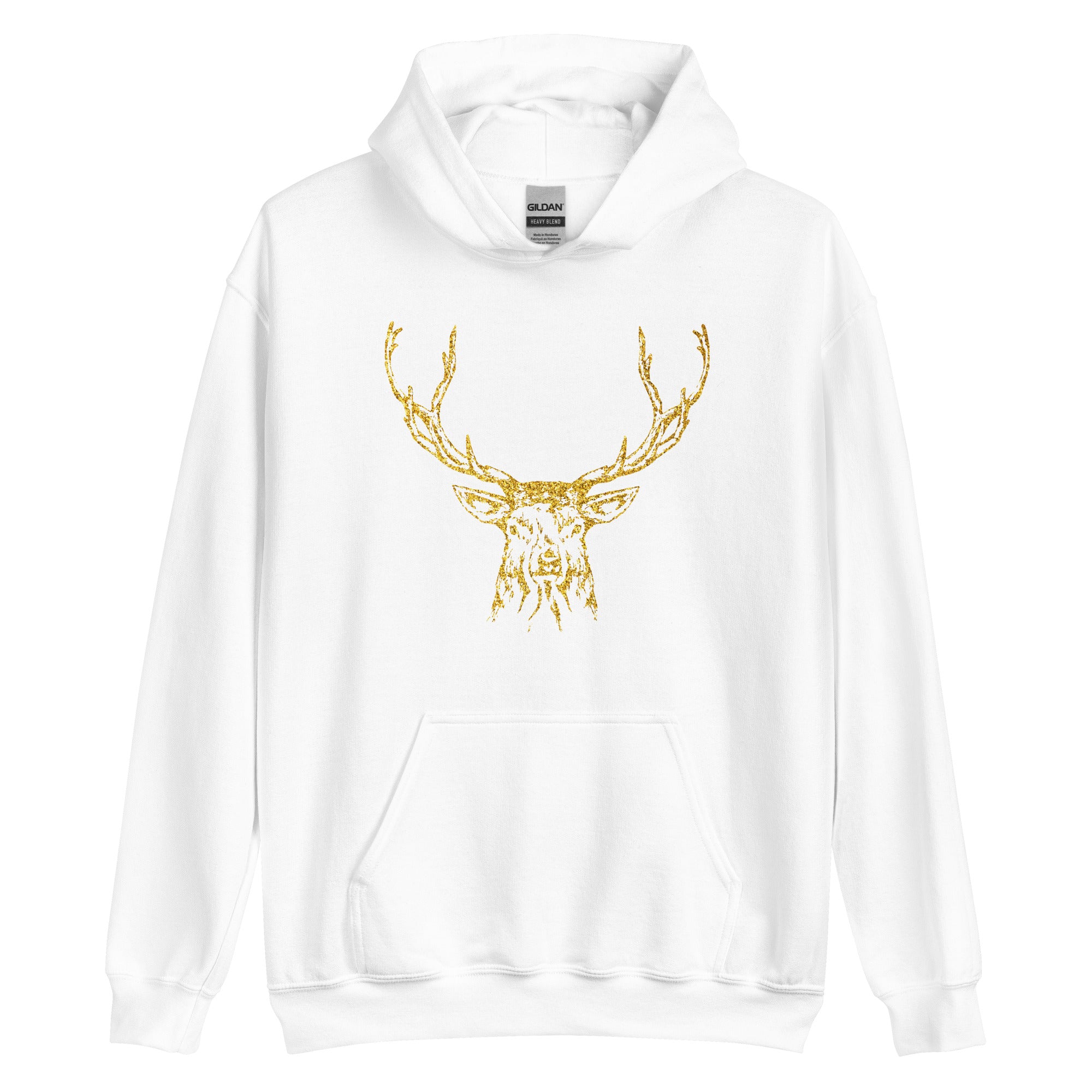 Unisex Hoodie Reindeer Gold Print