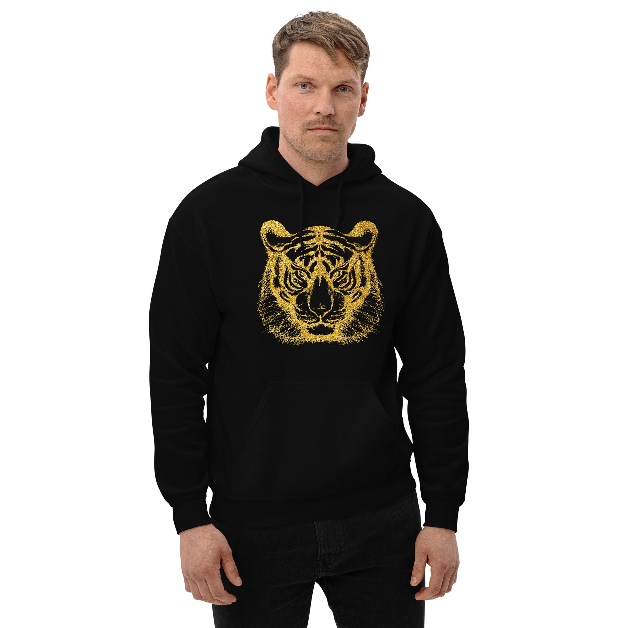 Unisex Hoodie Tiger Gold Print