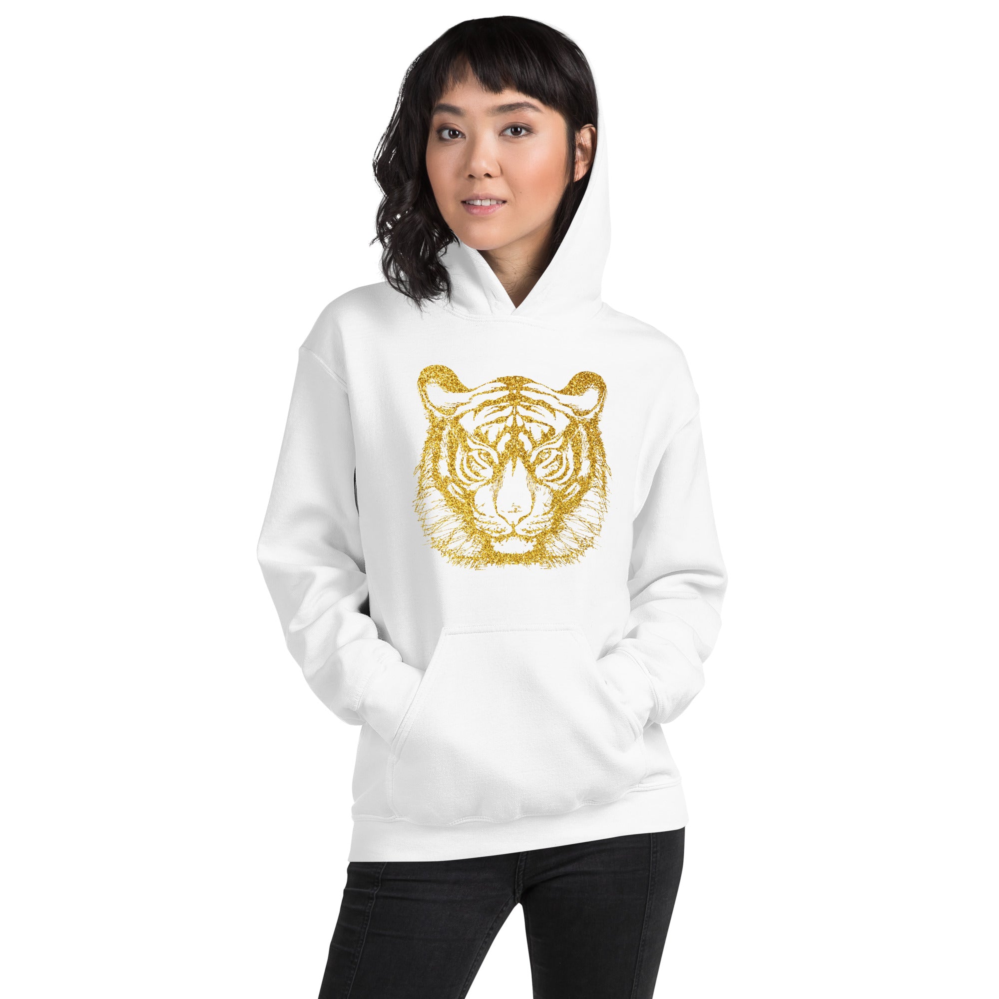 Unisex Hoodie Tiger Gold Print
