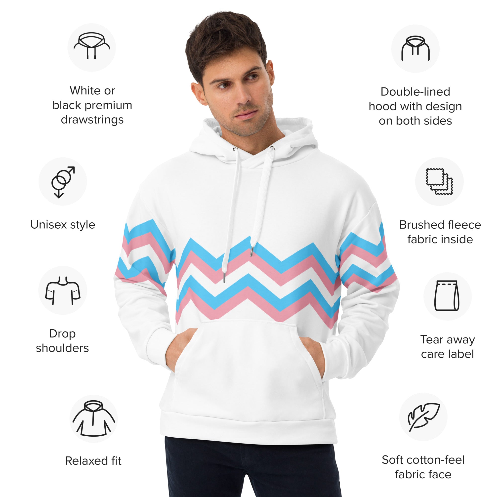 Unisex Hoodie Transgender Zigzag Pattern