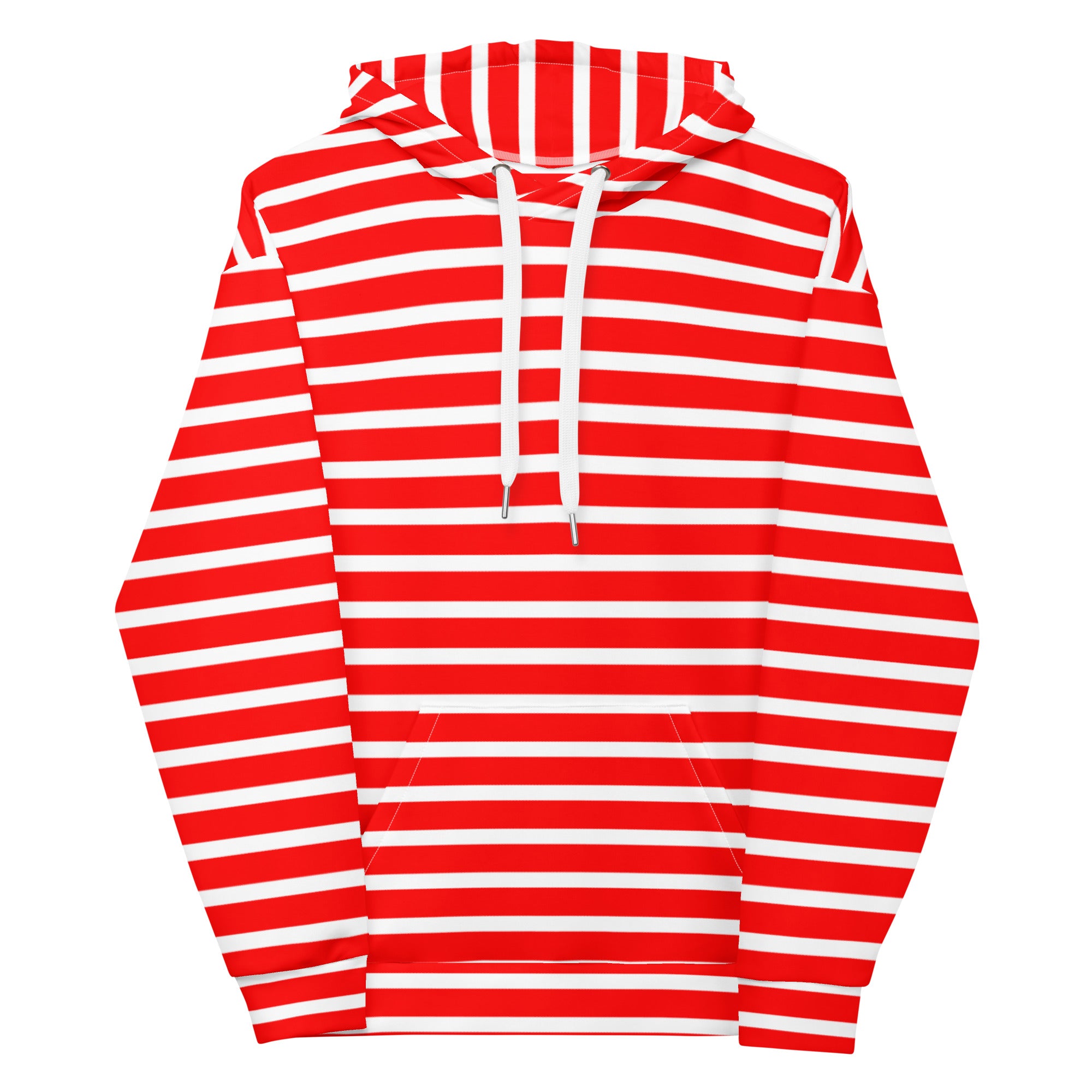 Unisex Hoodie White and Red Striped