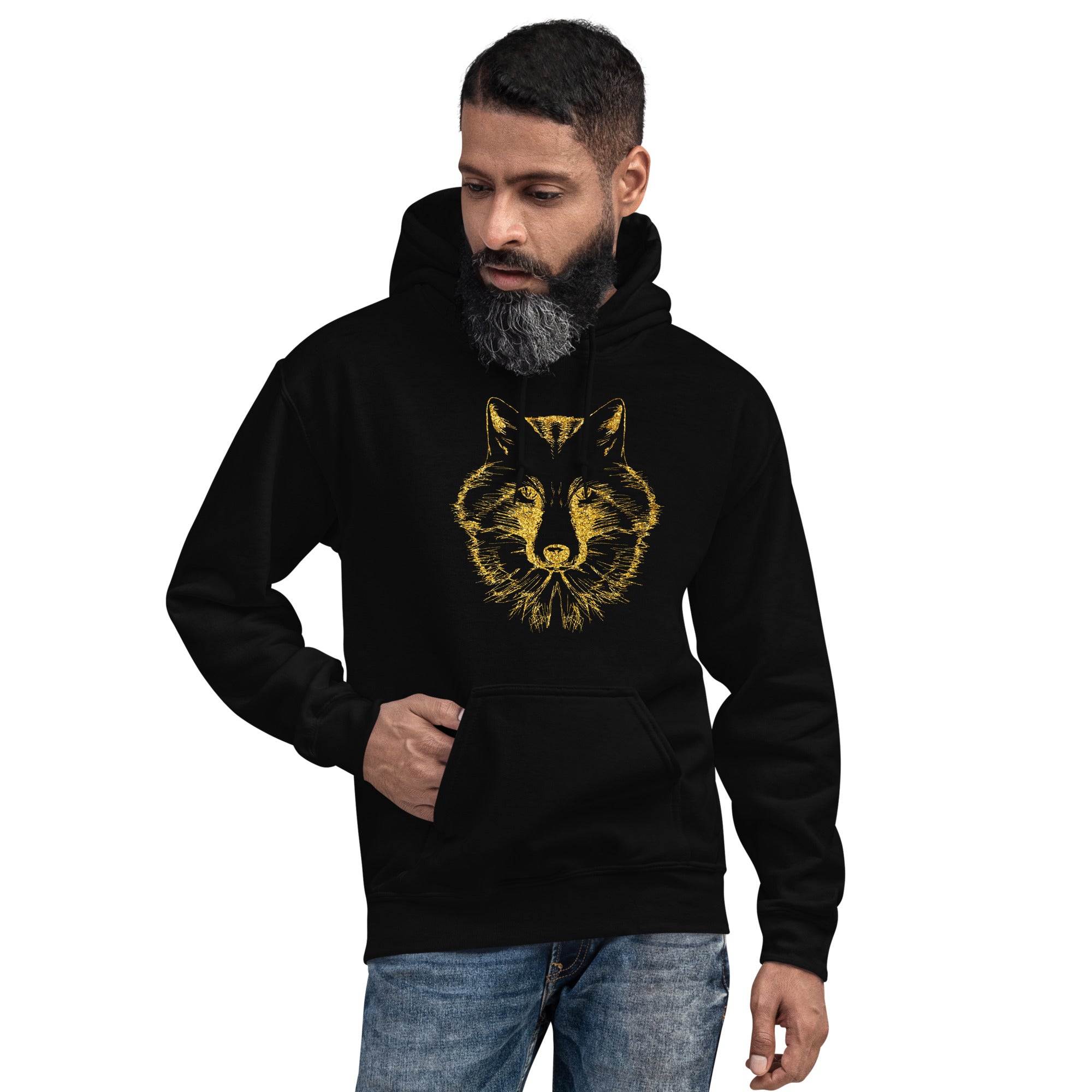 Unisex Hoodie Wolf Gold Print