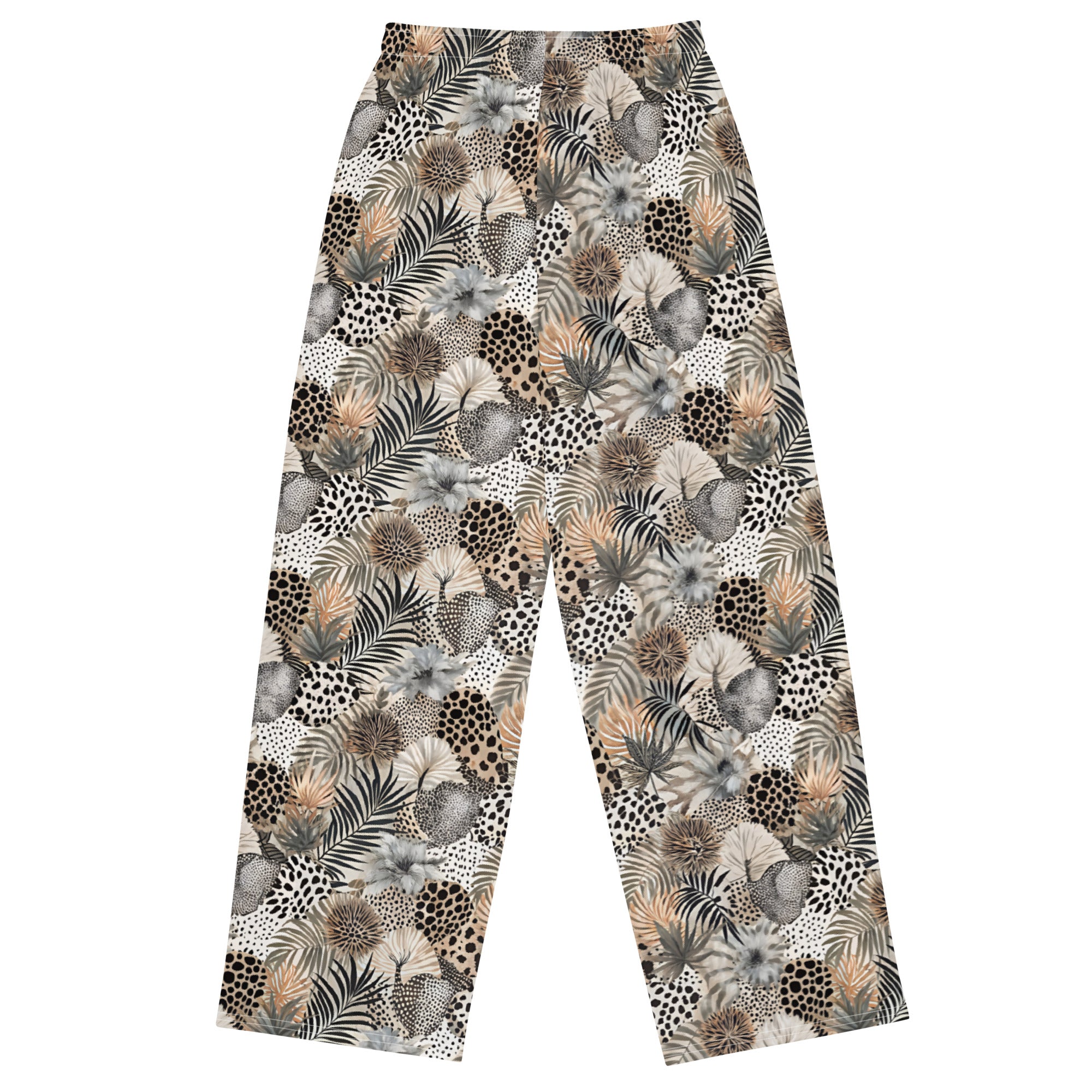 unisex wide leg pants Artsy Animal Print Design III
