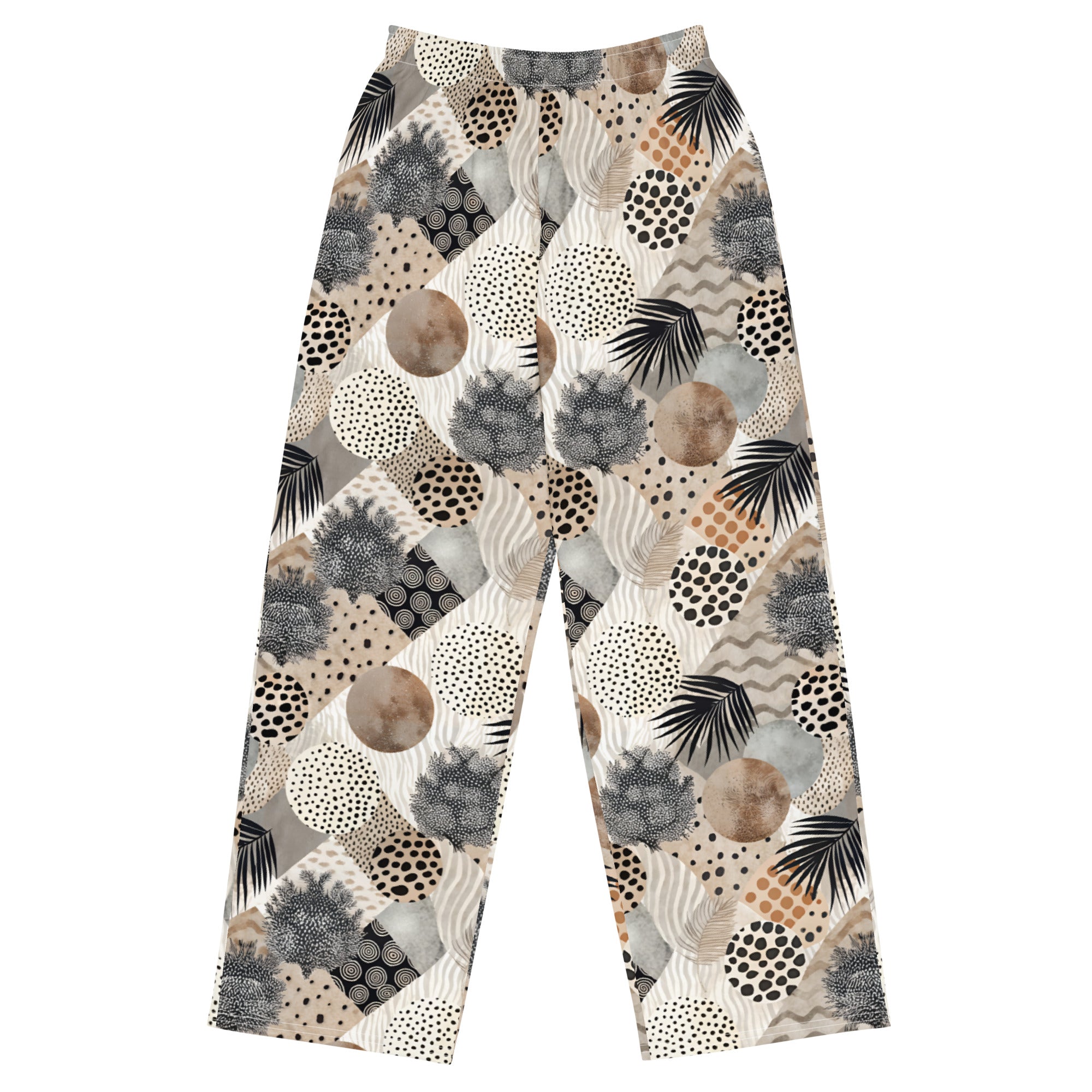 unisex wide leg pants Artsy Animal Print Design IV