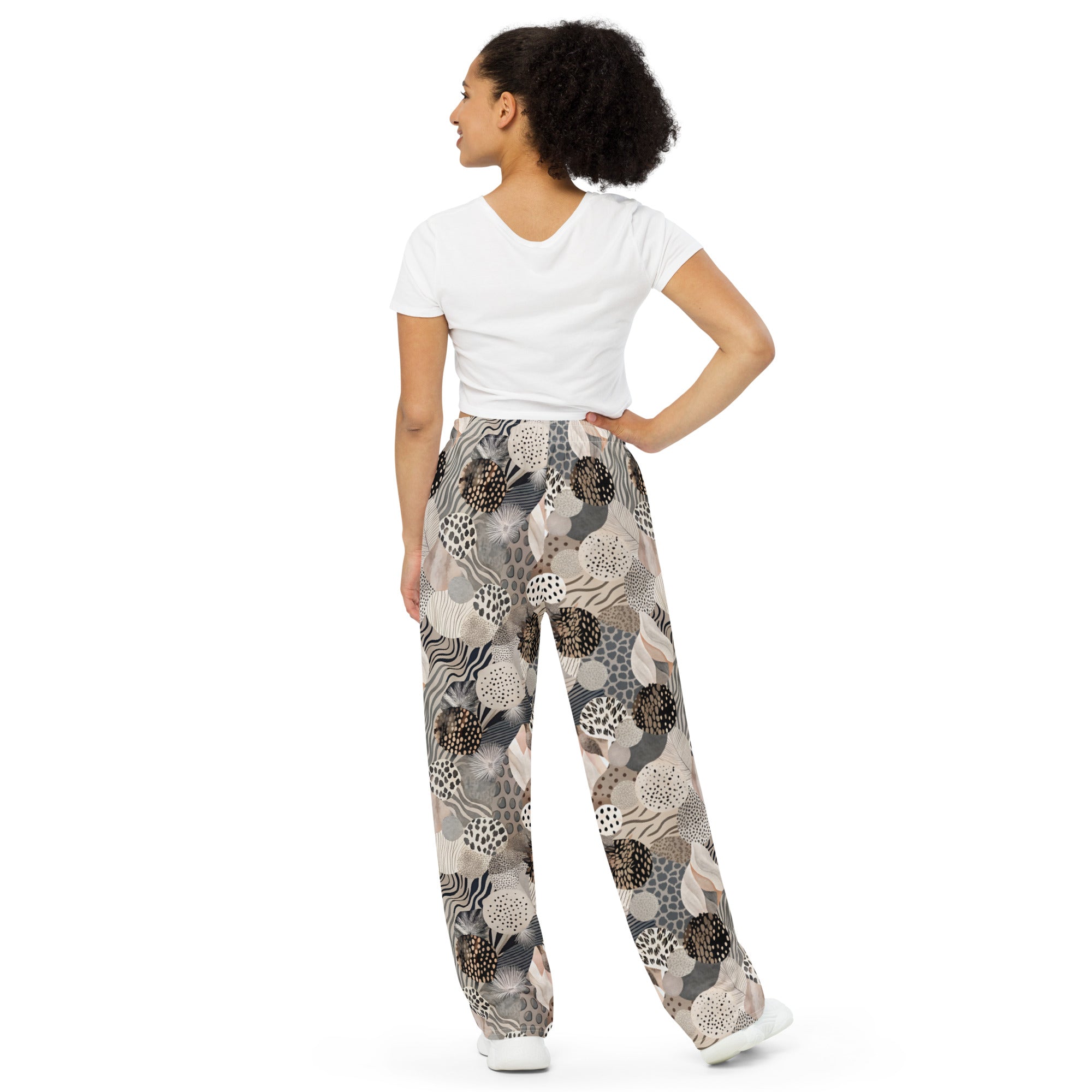 unisex wide leg pants Artsy Animal Print Design VII
