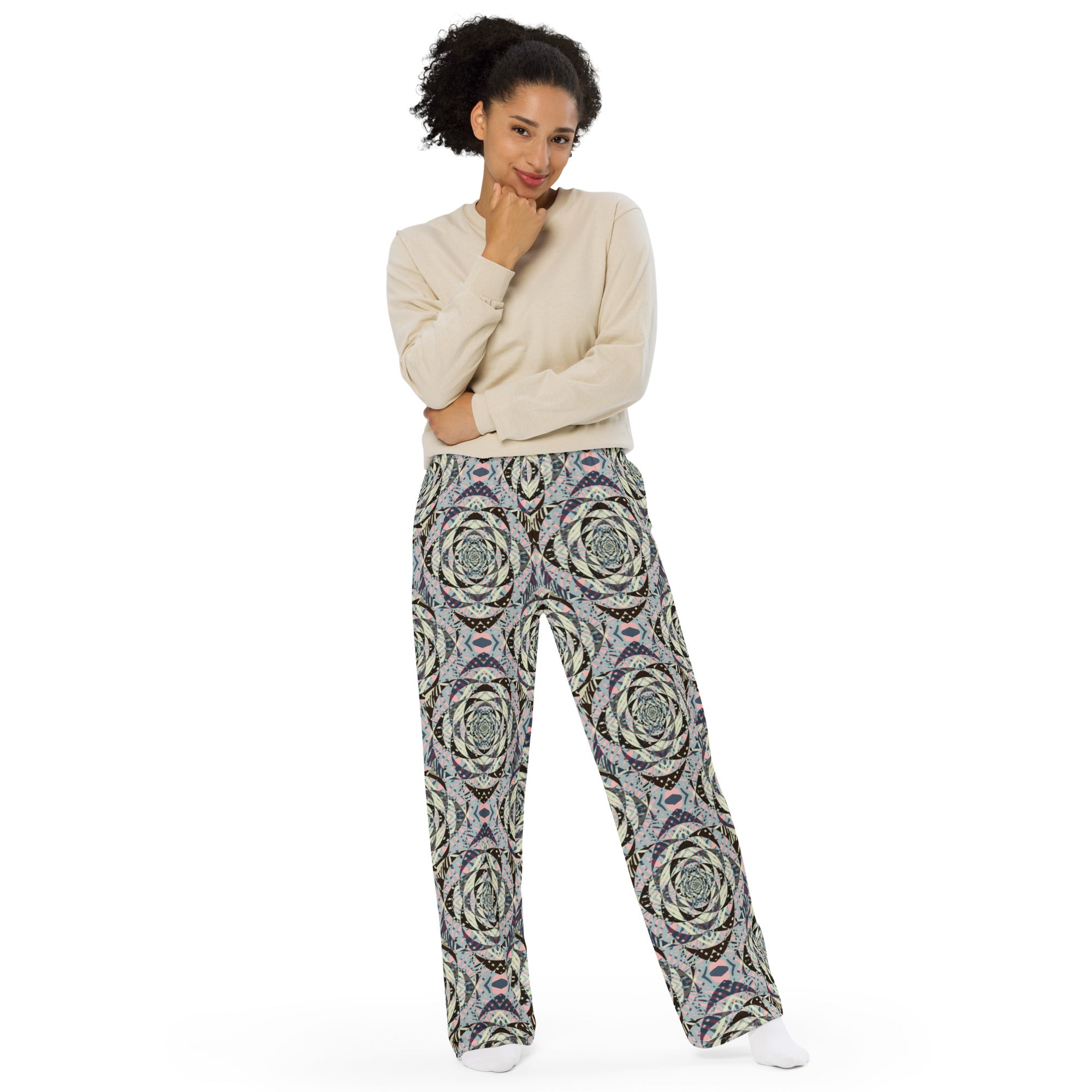 unisex wide leg pants Mandala chic V