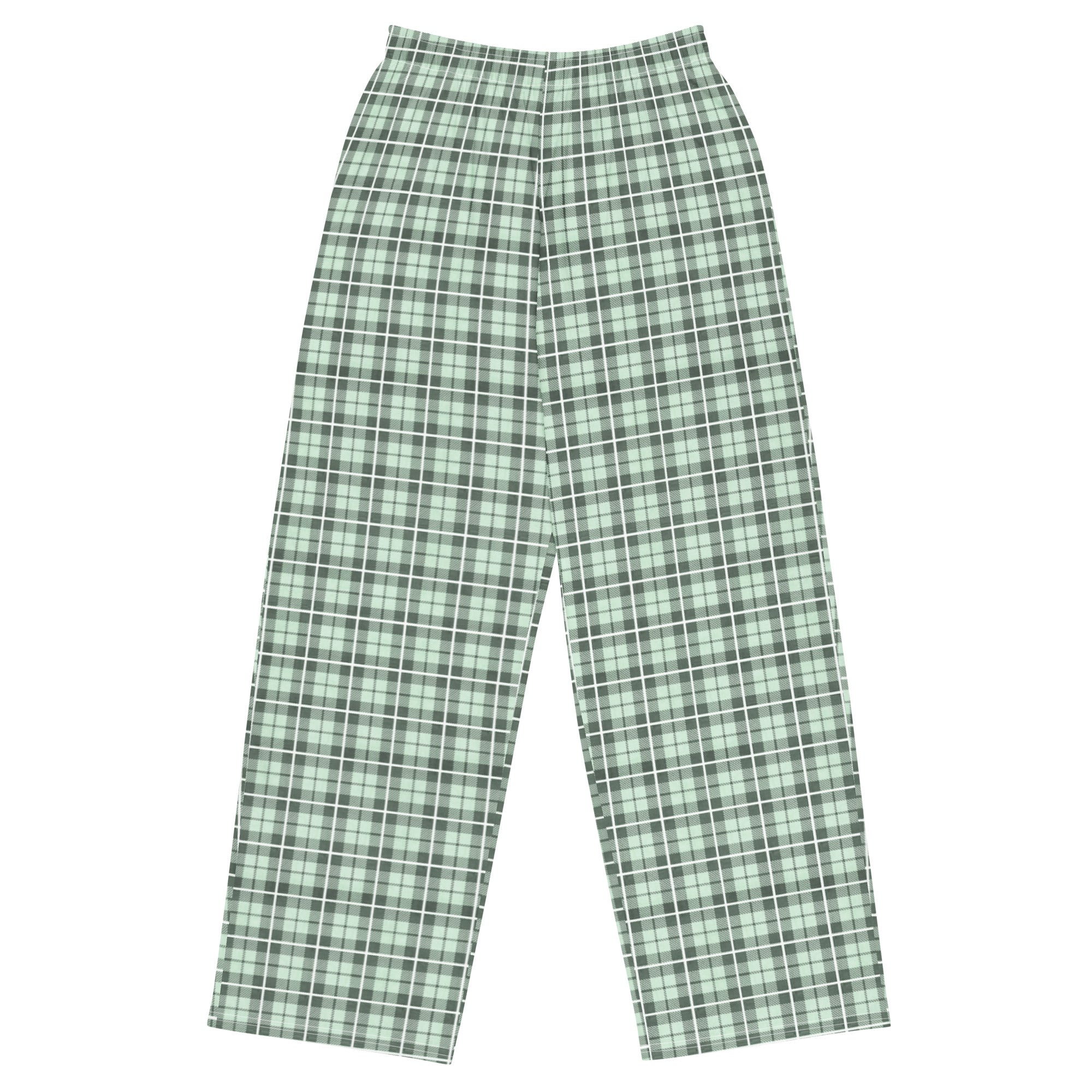 unisex wide leg pants Tartan Light green