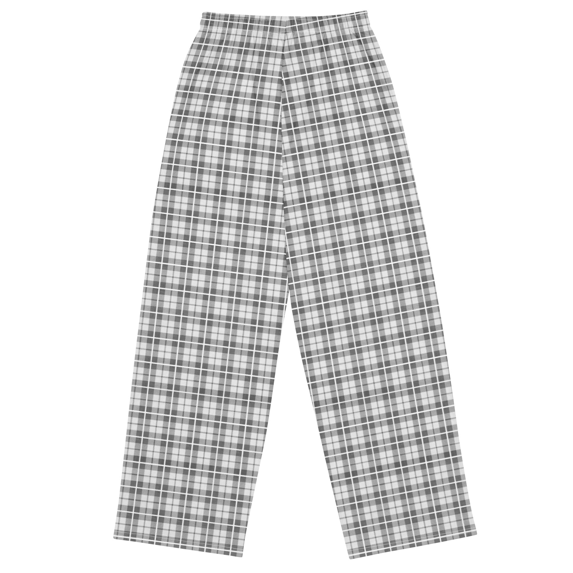 unisex wide leg pants Tartan Light grey